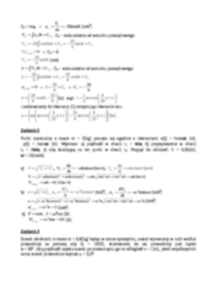 Równania ruchu punktu materialnego - zadania - strona 2