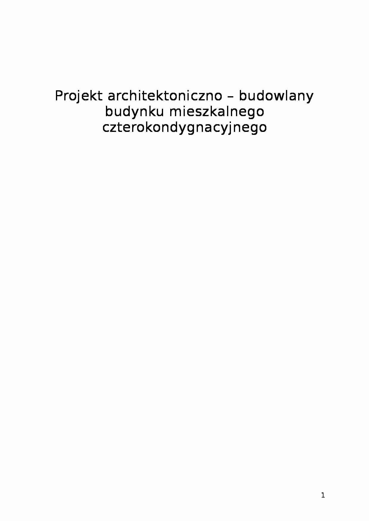Projekt architektoniczno-budowlany budynku mieszkalnego czterokondygnacyjnego 2 - strona 1