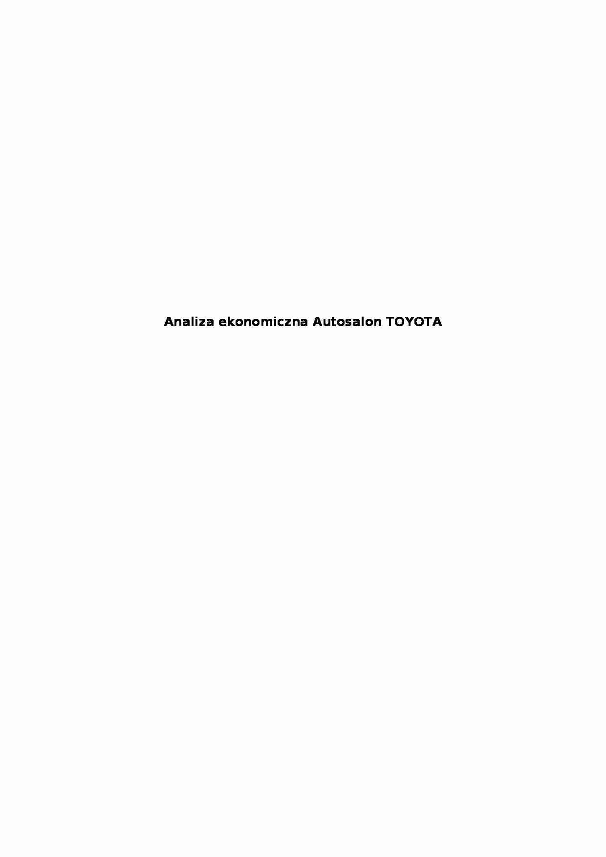 Analiza ekonomiczna - Autosalon TOYOTA - strona 1