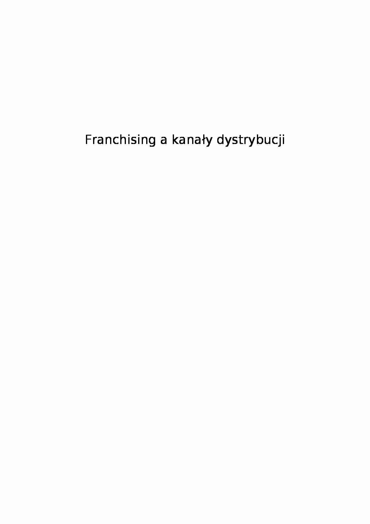 Franchising a kanały dystrybucji - strona 1