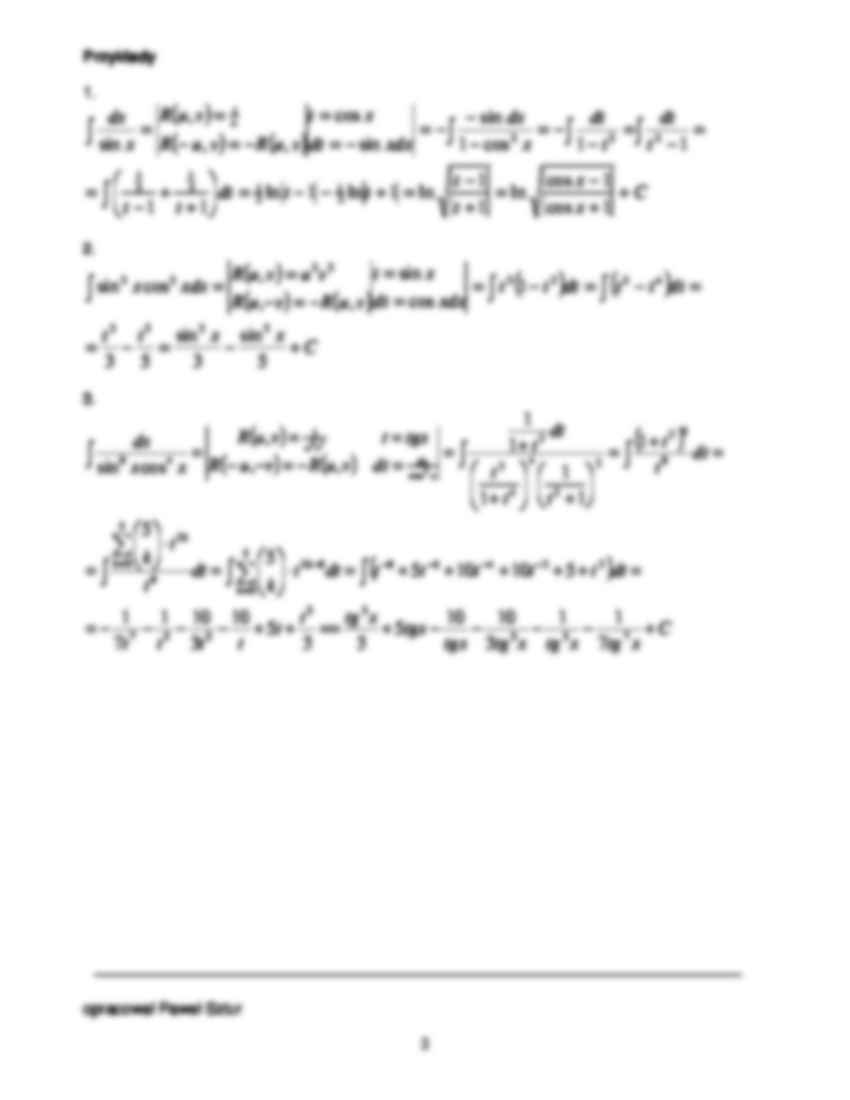Całkowanie funkcji trygonometrycznych - Funkcja wymierna - strona 2