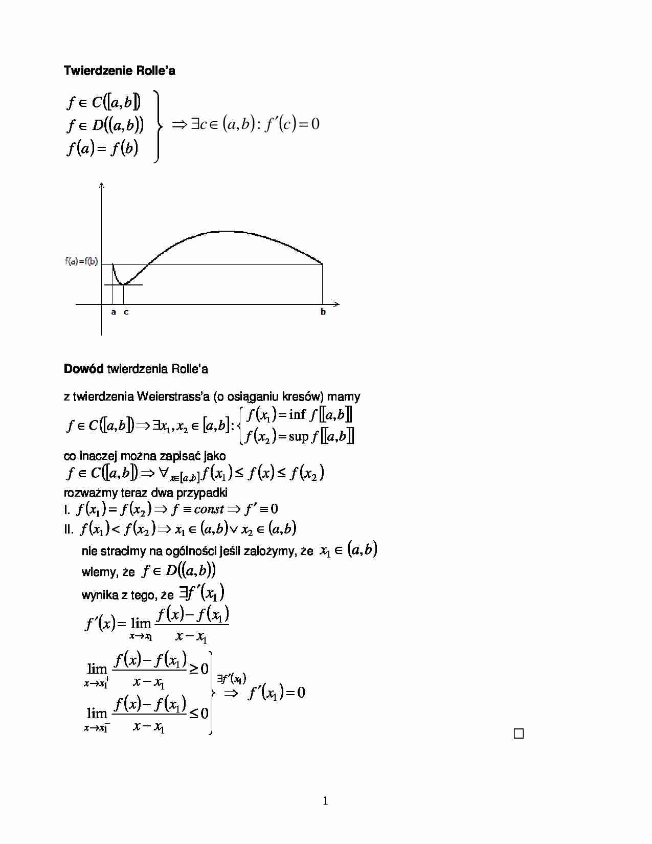Twierdzenie Rolle'a i o wartości średniej - strona 1