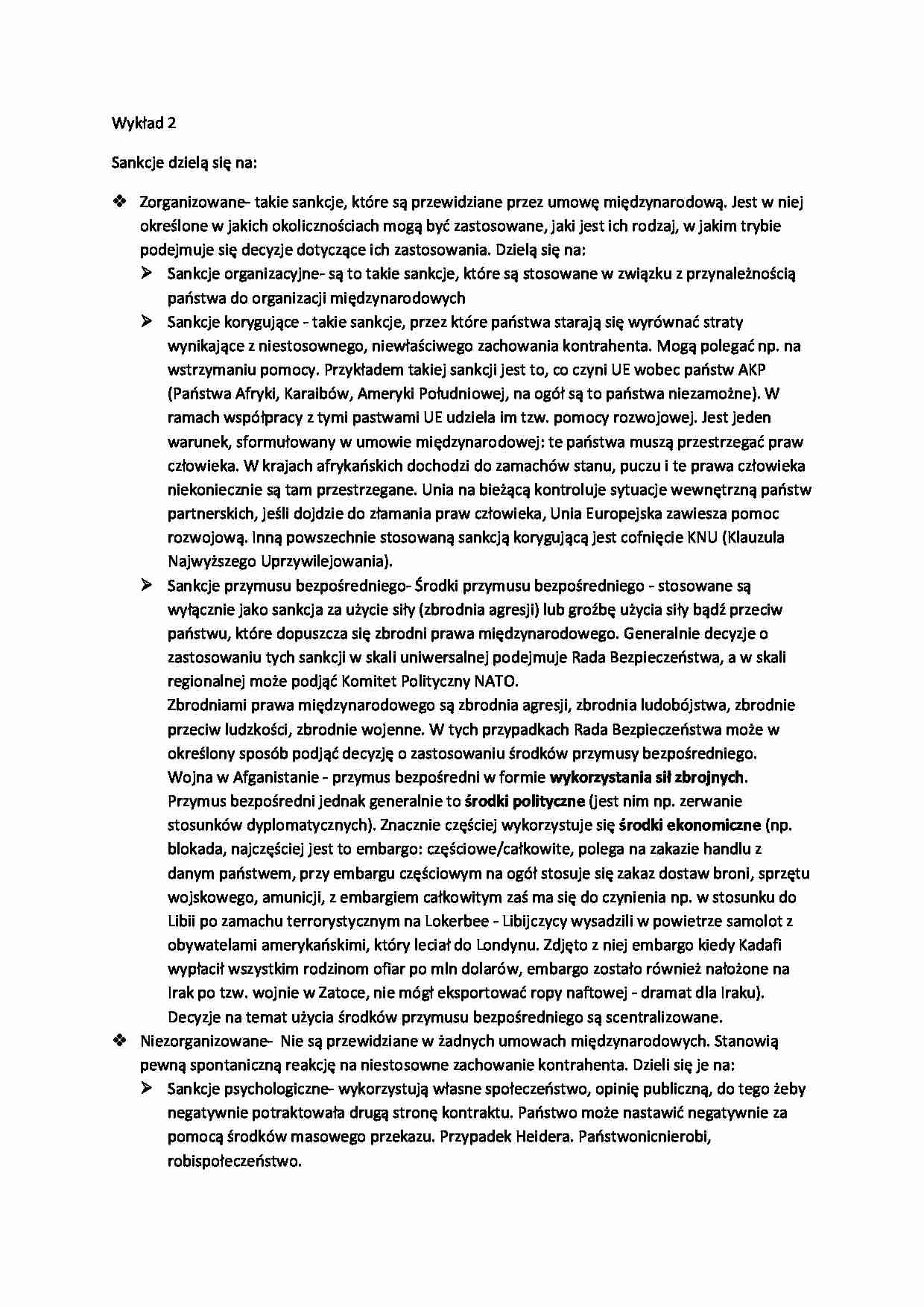 Prawo międzynarodowe publiczne - sankcje wykład II - strona 1