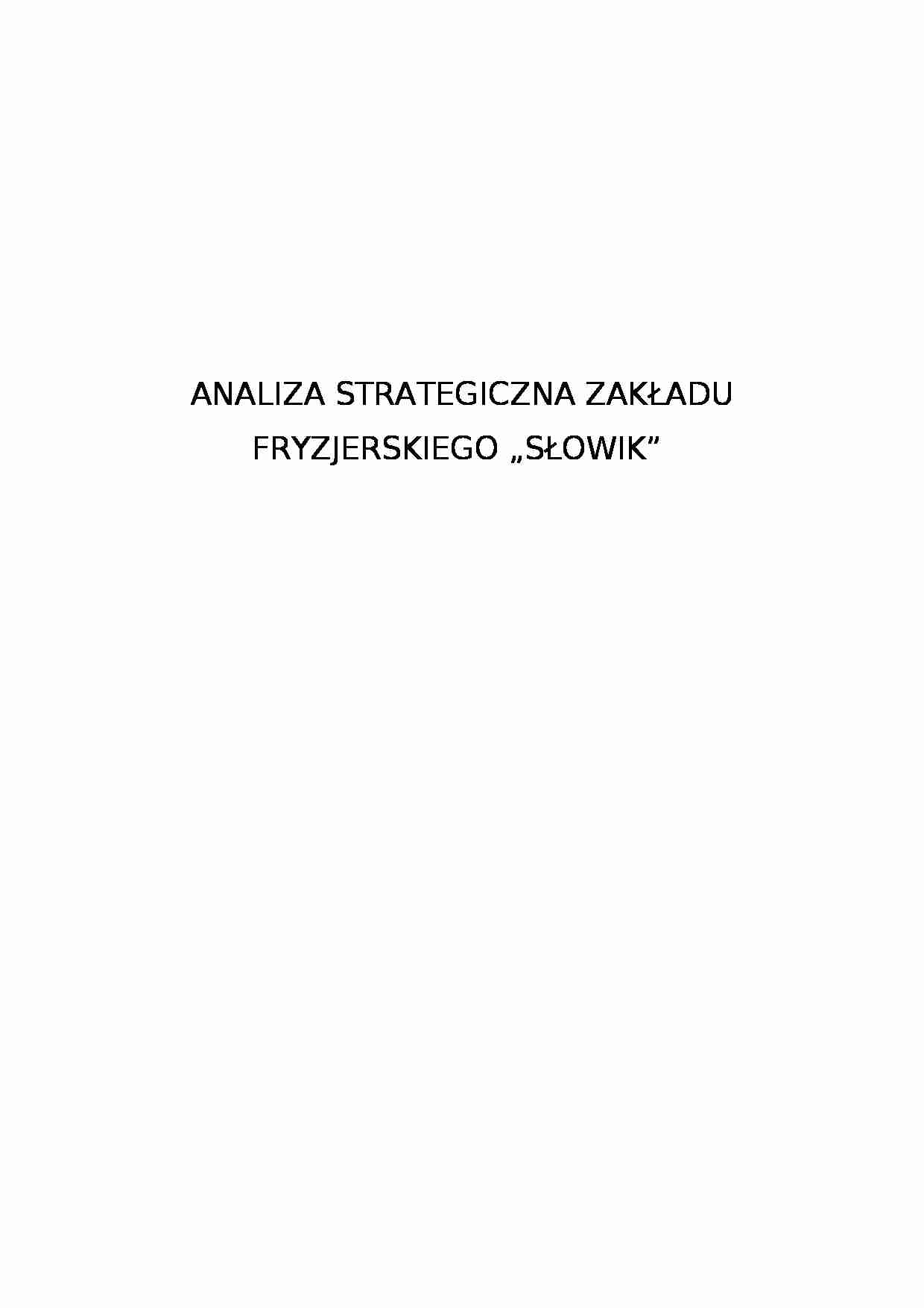Analiza strategiczna zakładu fryzjerskiego Słowik - strona 1