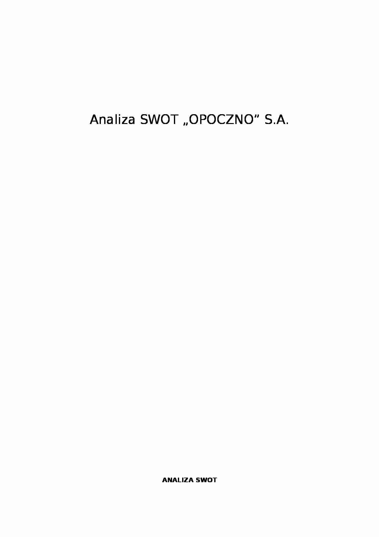 Analiza SWOT - Opoczno SA - Profil konkurencyjny - strona 1