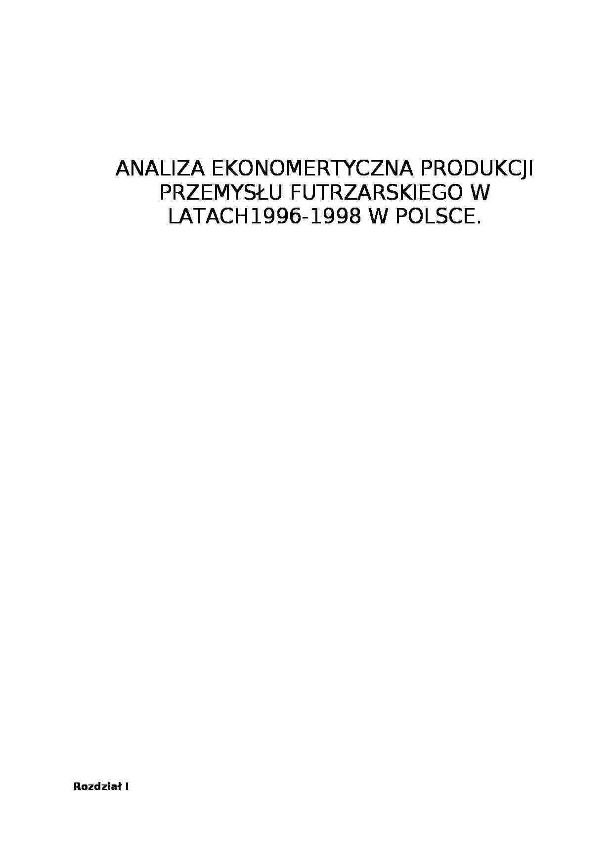 Analiza ekonometryczna przemysłu futrzarskiego w Polsce - strona 1