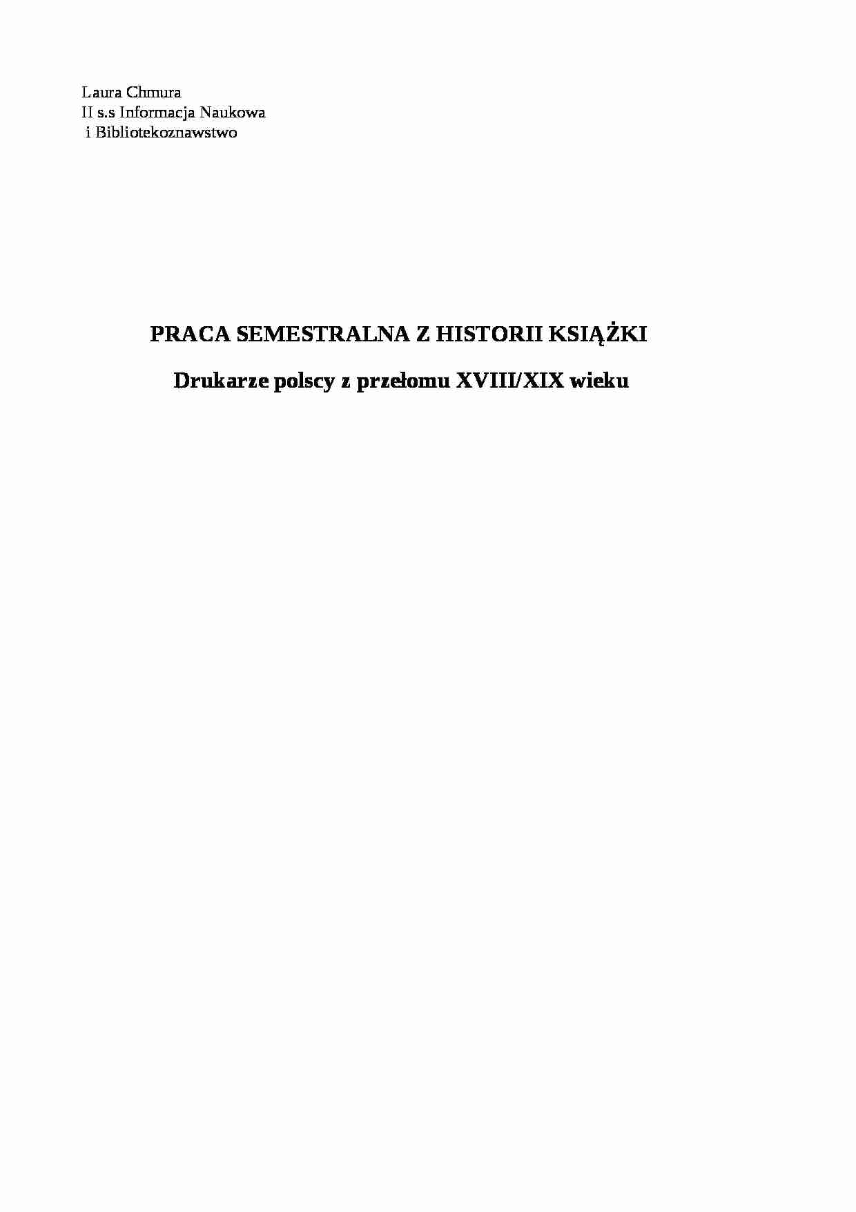 Drukarze polscy z przełomu XVIII i XIX wieku - strona 1