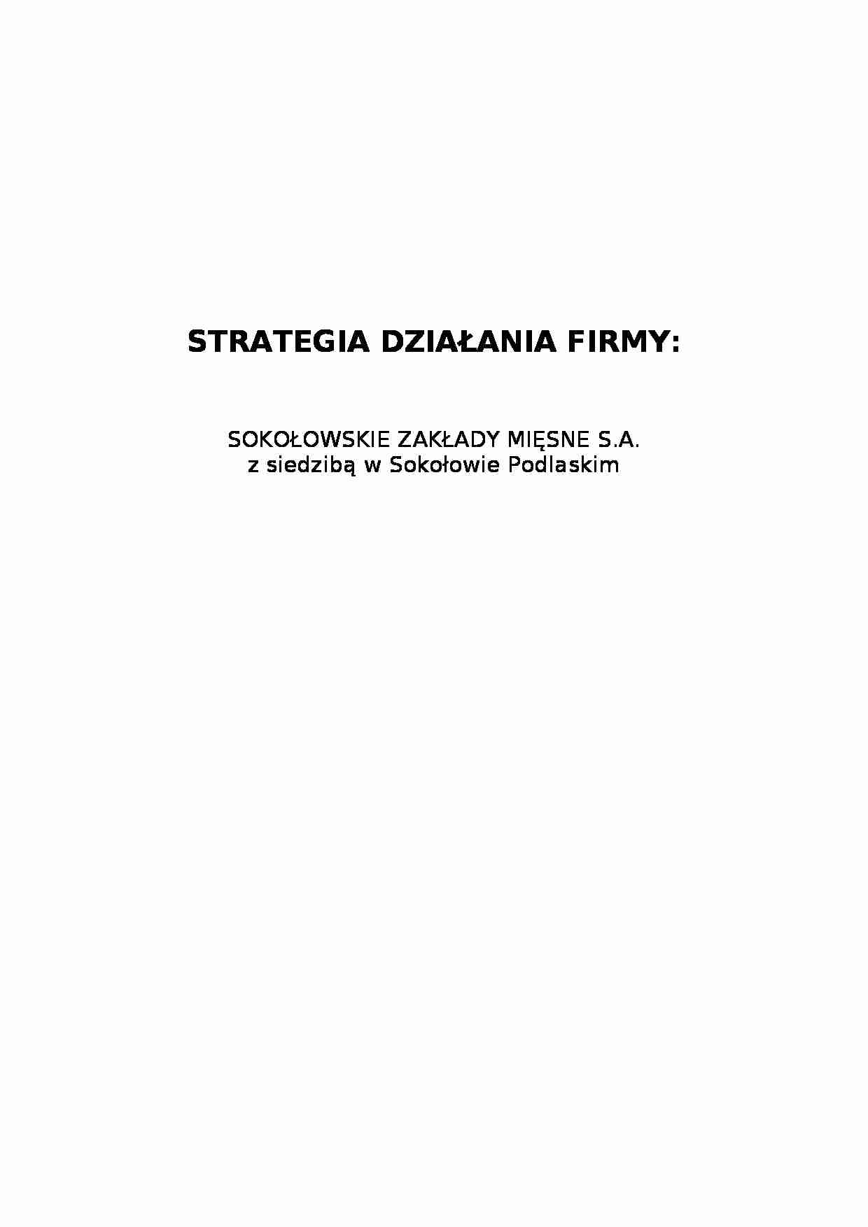 Strategia działania firmy - zakłady mięsne - strona 1