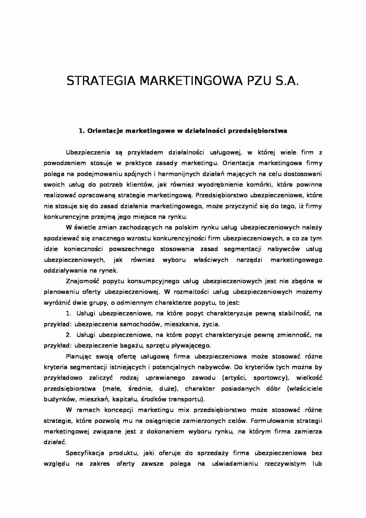Strategia marketingowa PZU S.A. - strona 1