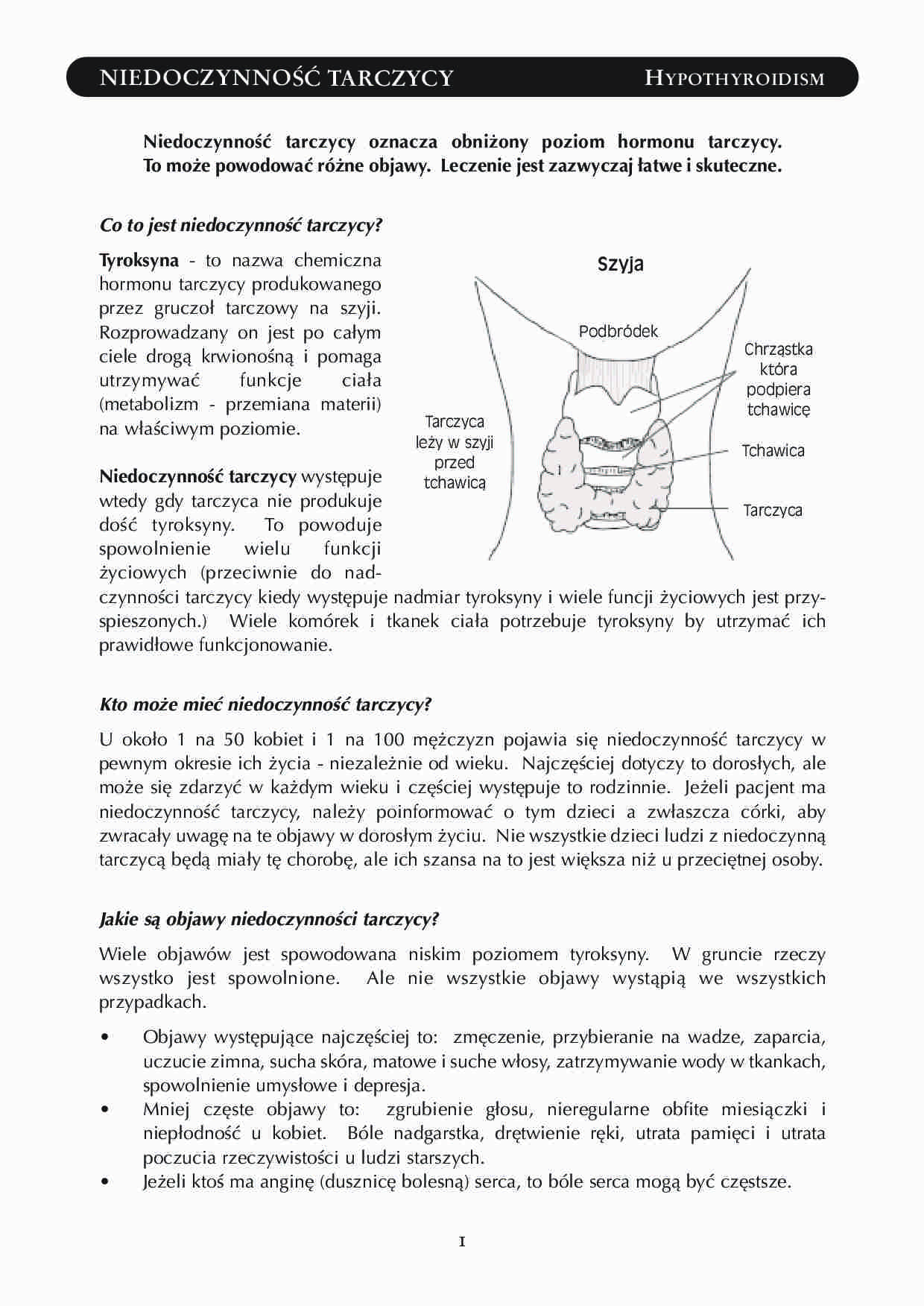 Hypothyroidism - niedoczynność tarczycy - strona 1