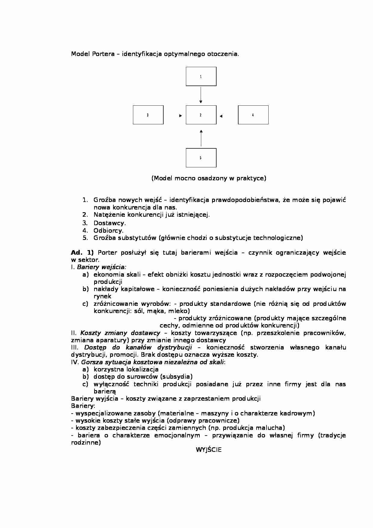 Model Porter - identyfikacja optymalnego otoczenia - strona 1