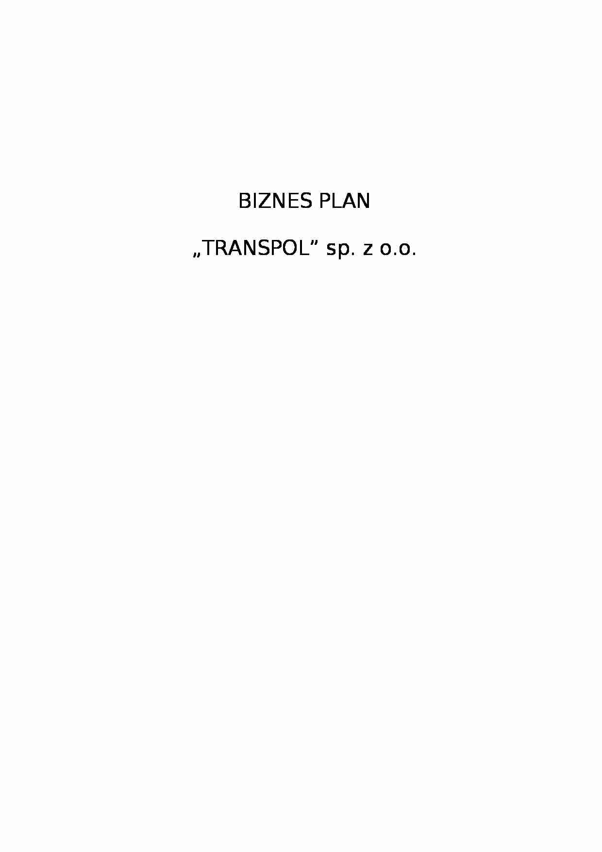 Biznes plan - Transpol - strona 1