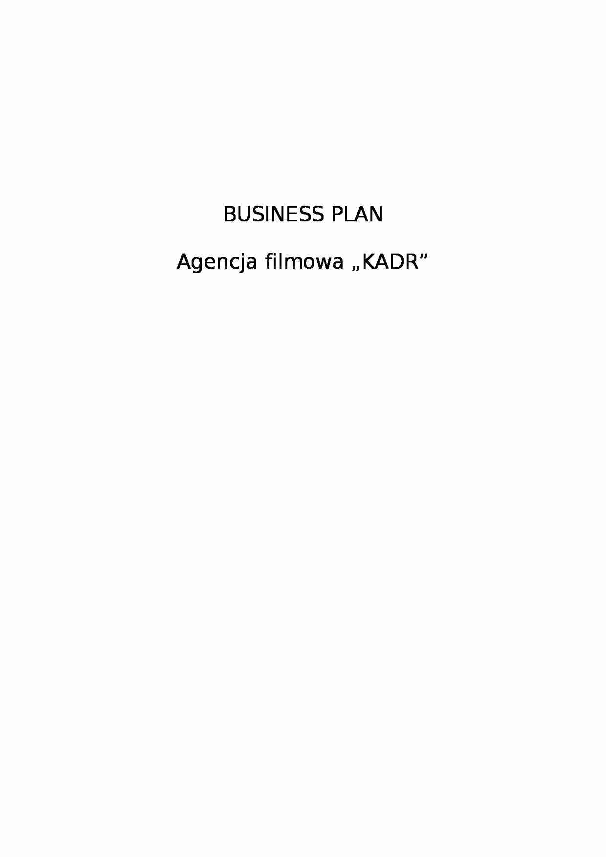 Biznes plan agencji filmowej - strona 1