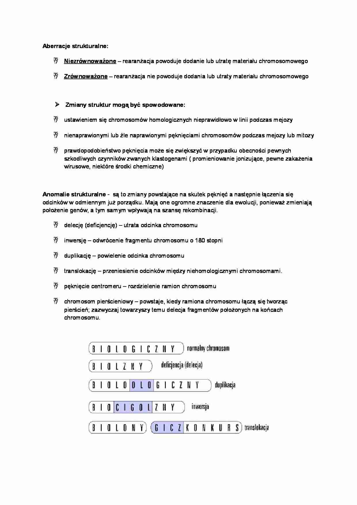 Referat o aberacjach chromosomowych - strona 1