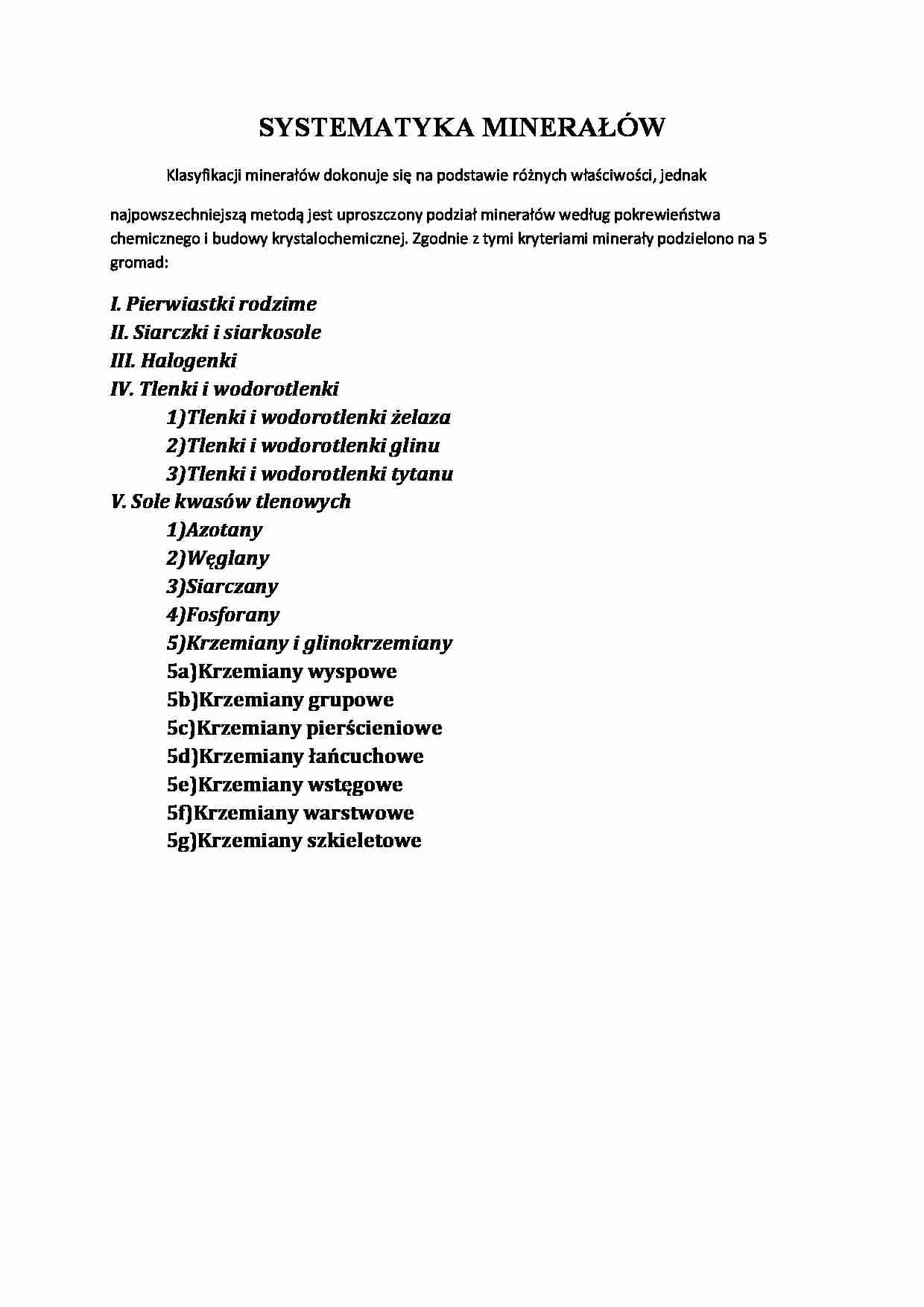 Systematyka minerałów - strona 1