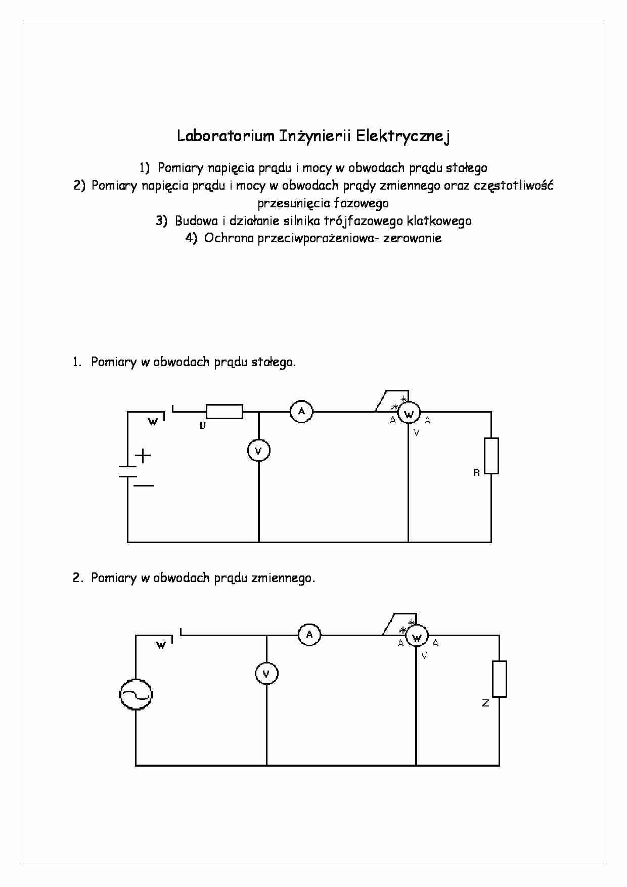 Sprawozdanie 1 z laboratorium inżynierii elektrycznej - strona 1