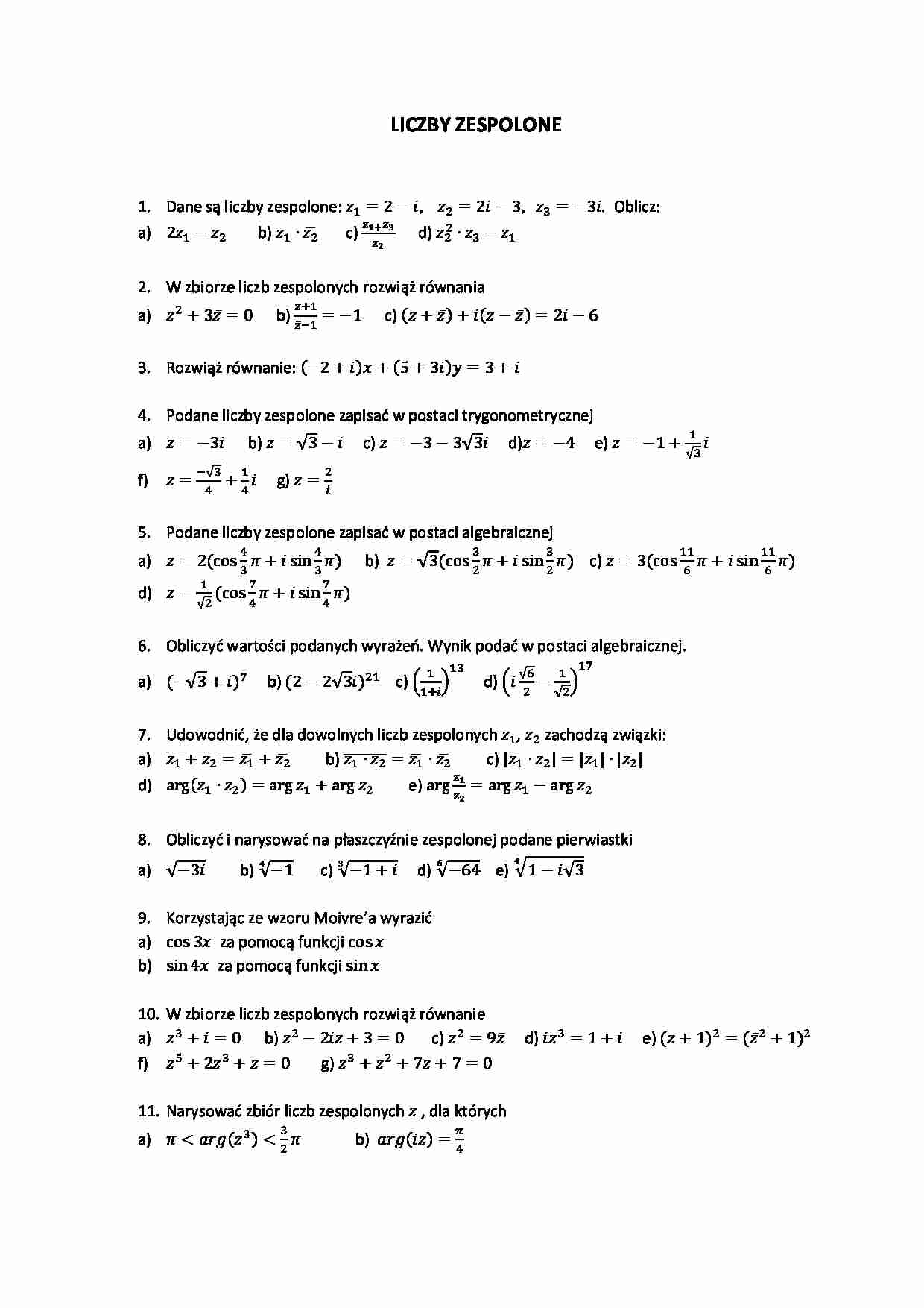 Liczby zespolone - wzor Moivre - strona 1