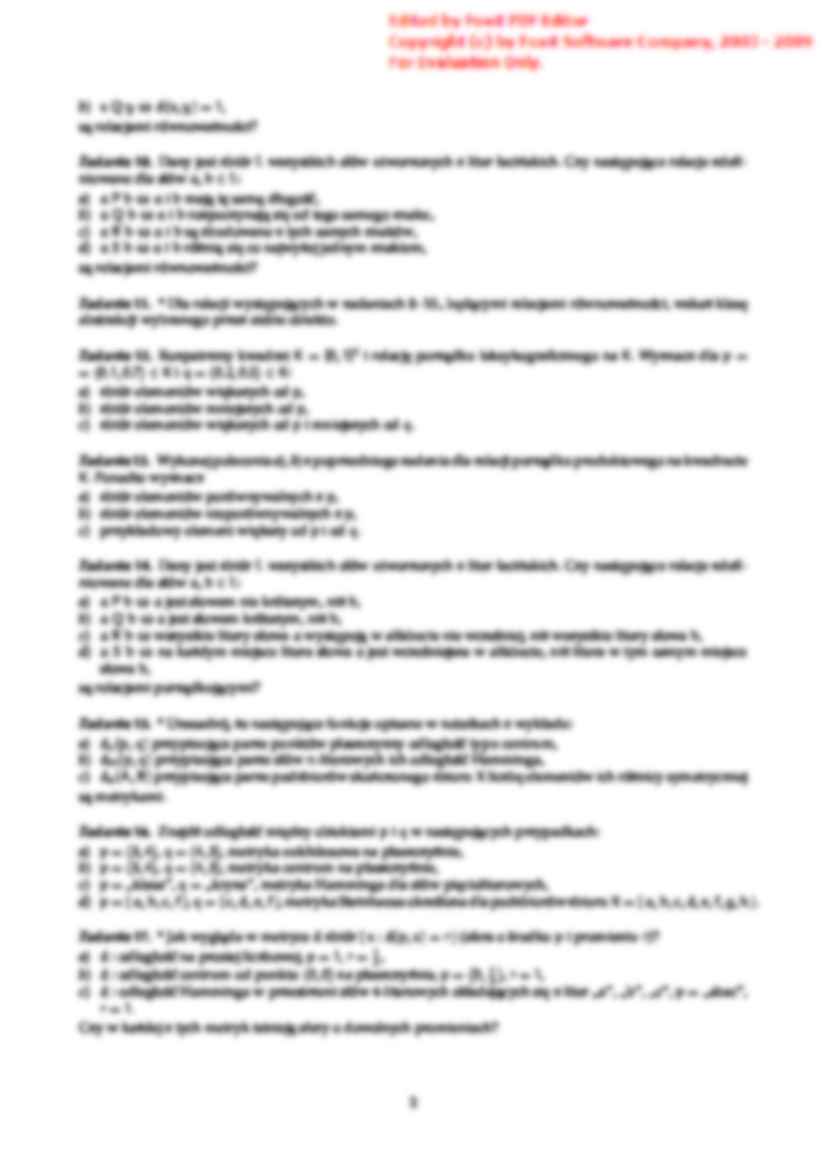 Zbiory, funkcje i relacje, metryki - zadania z matematyki - strona 2
