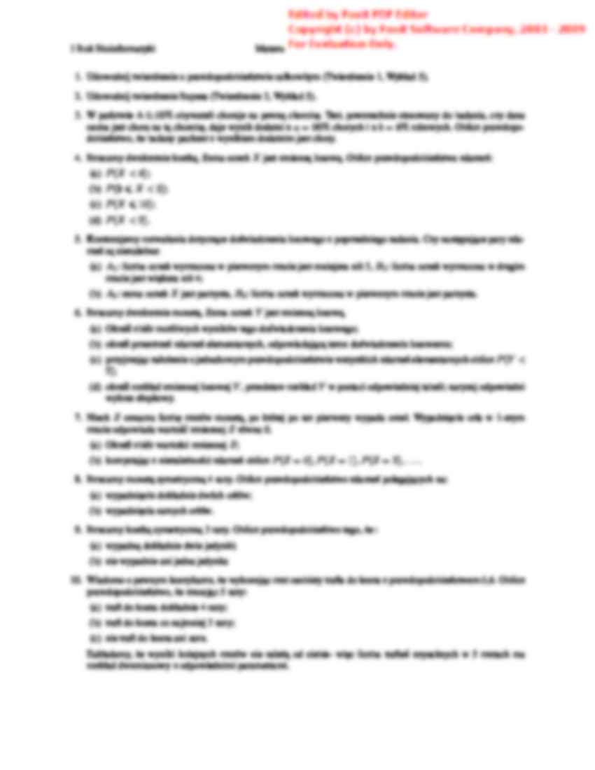 Listy zadań z matematyki dla Bioinformatyki - strona 2