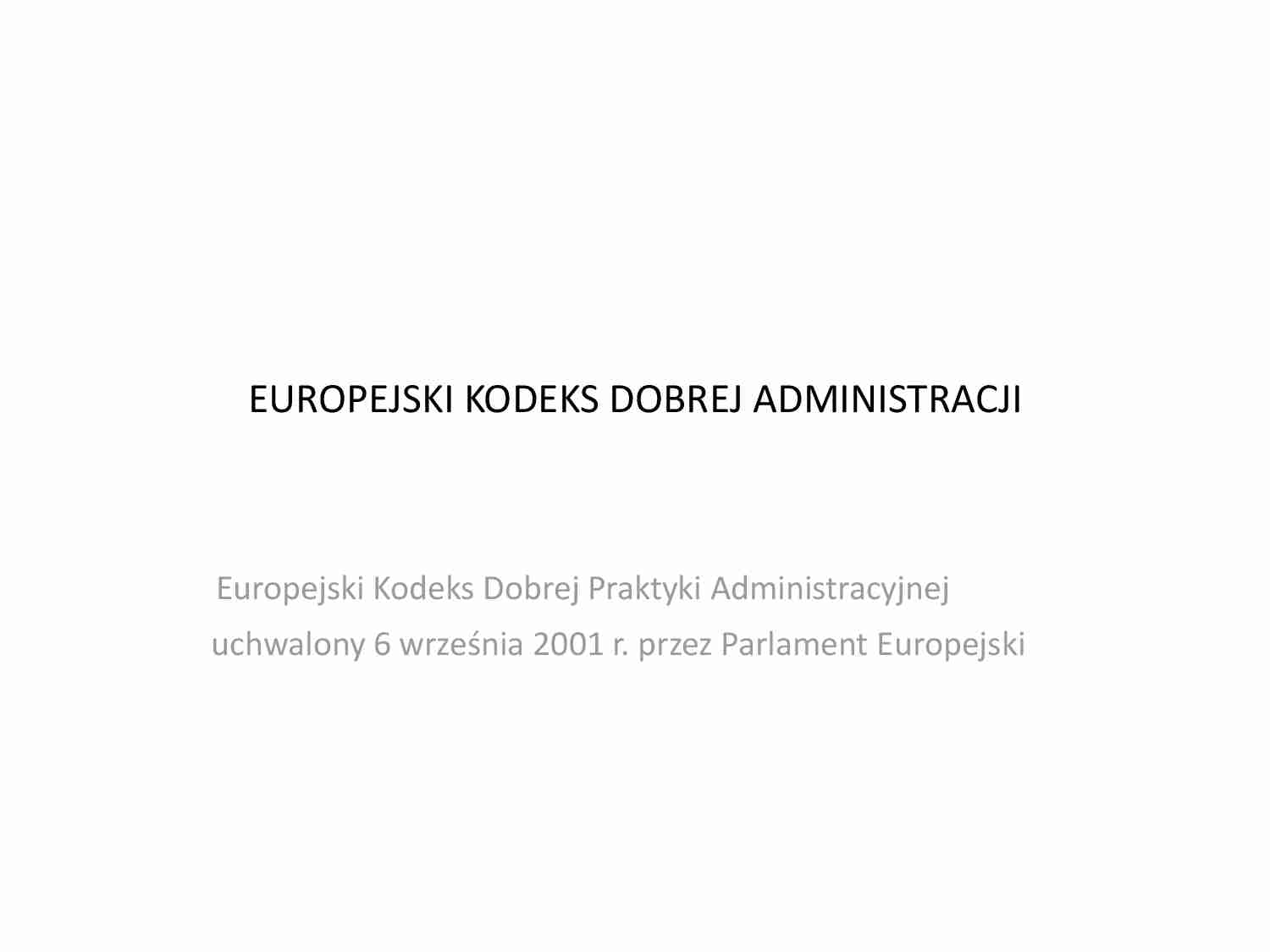 Europejski Kodeks Dobrej Praktyki Administracyjnej - strona 1