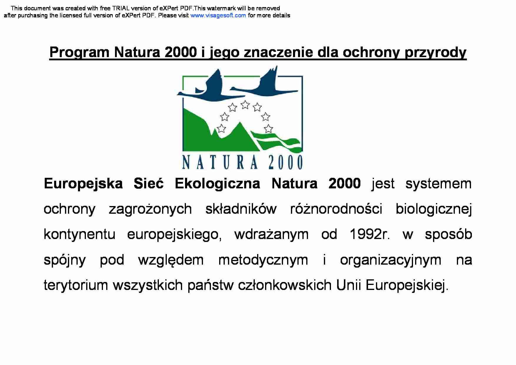 Program Natura 2000 i jego znaczenie dla ochrony przyrody - strona 1