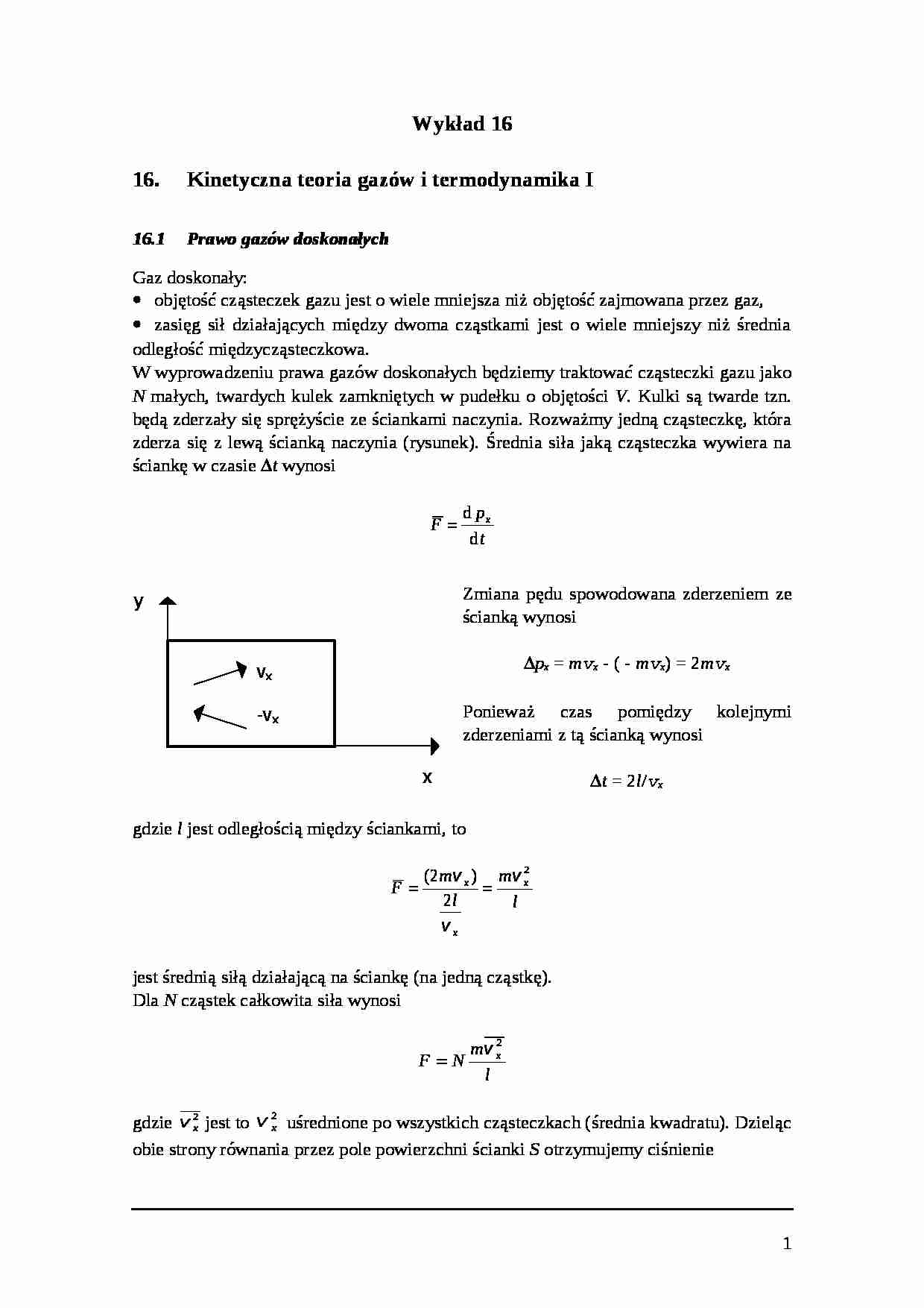 Kinetyczna teoria gazów i termodynamika I - strona 1