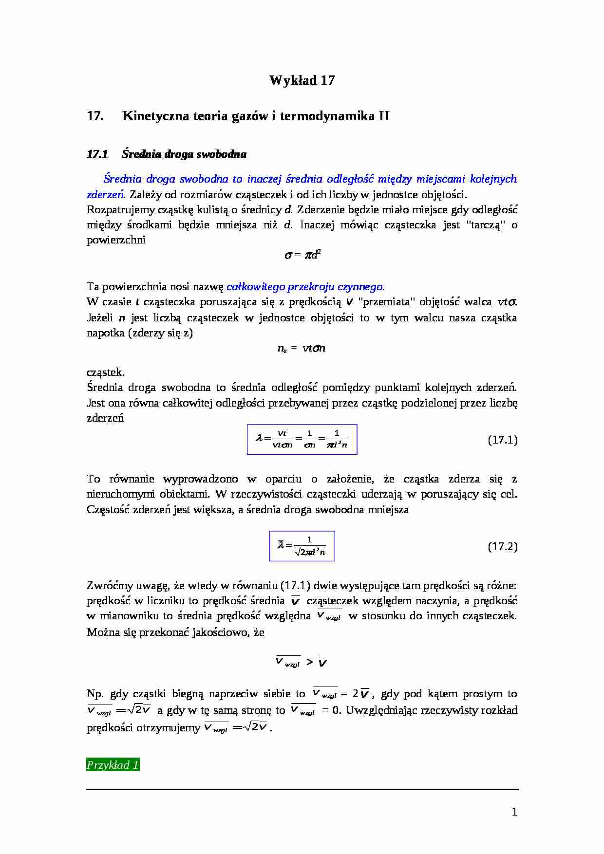 Kinetyczna teoria gazów i termodynamika II - strona 1