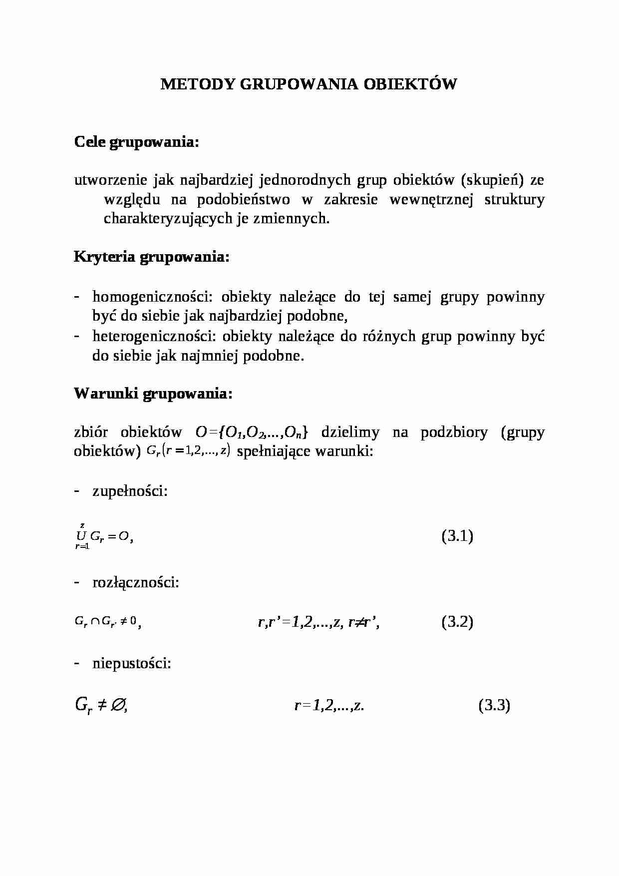 Metody grupowania obiektów - strona 1