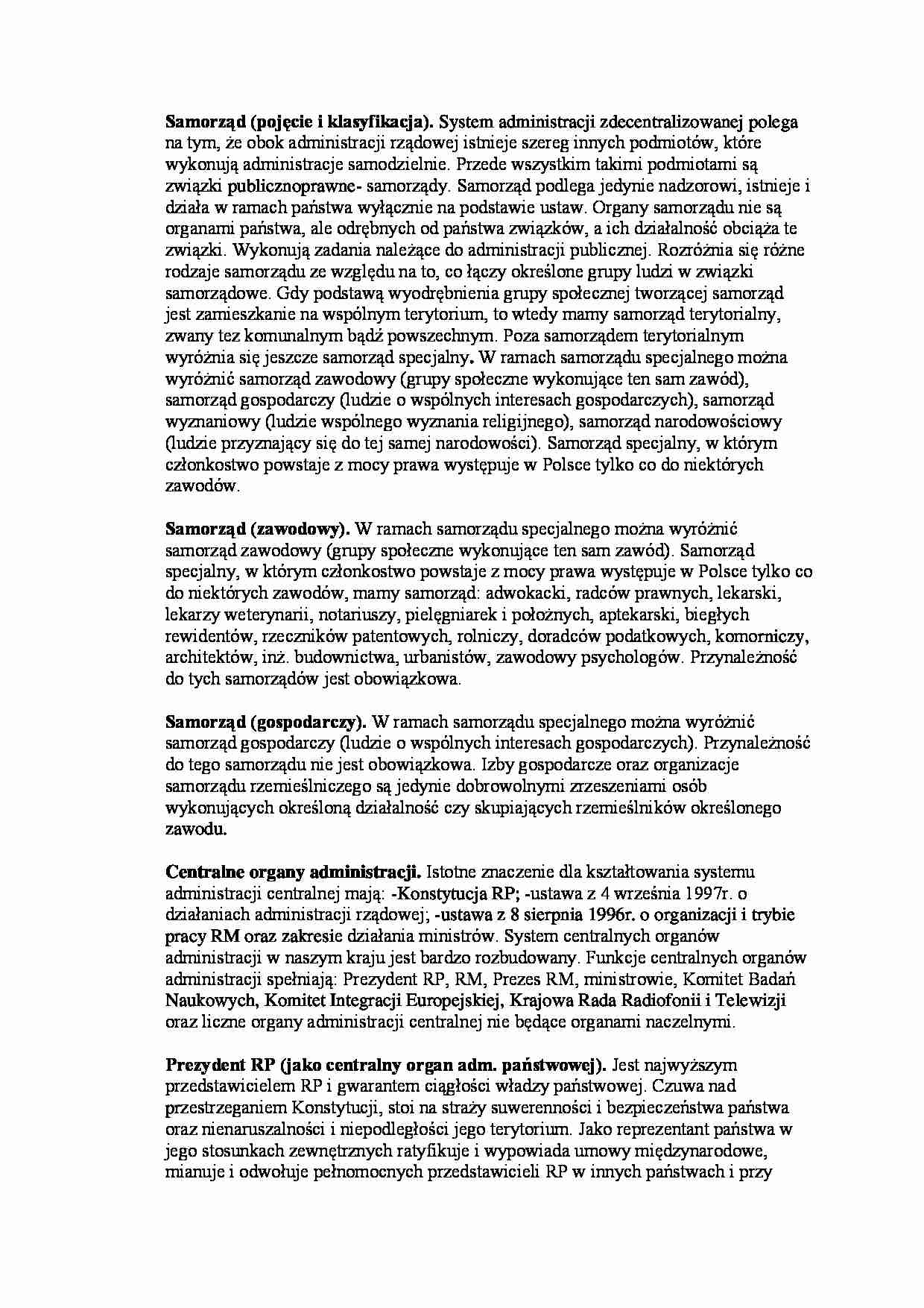 Samorząd - pojęcie i klasyfikacja - strona 1