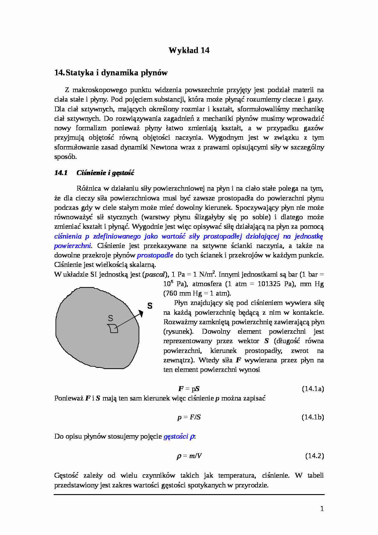 Statyka i dynamika płynów - strona 1