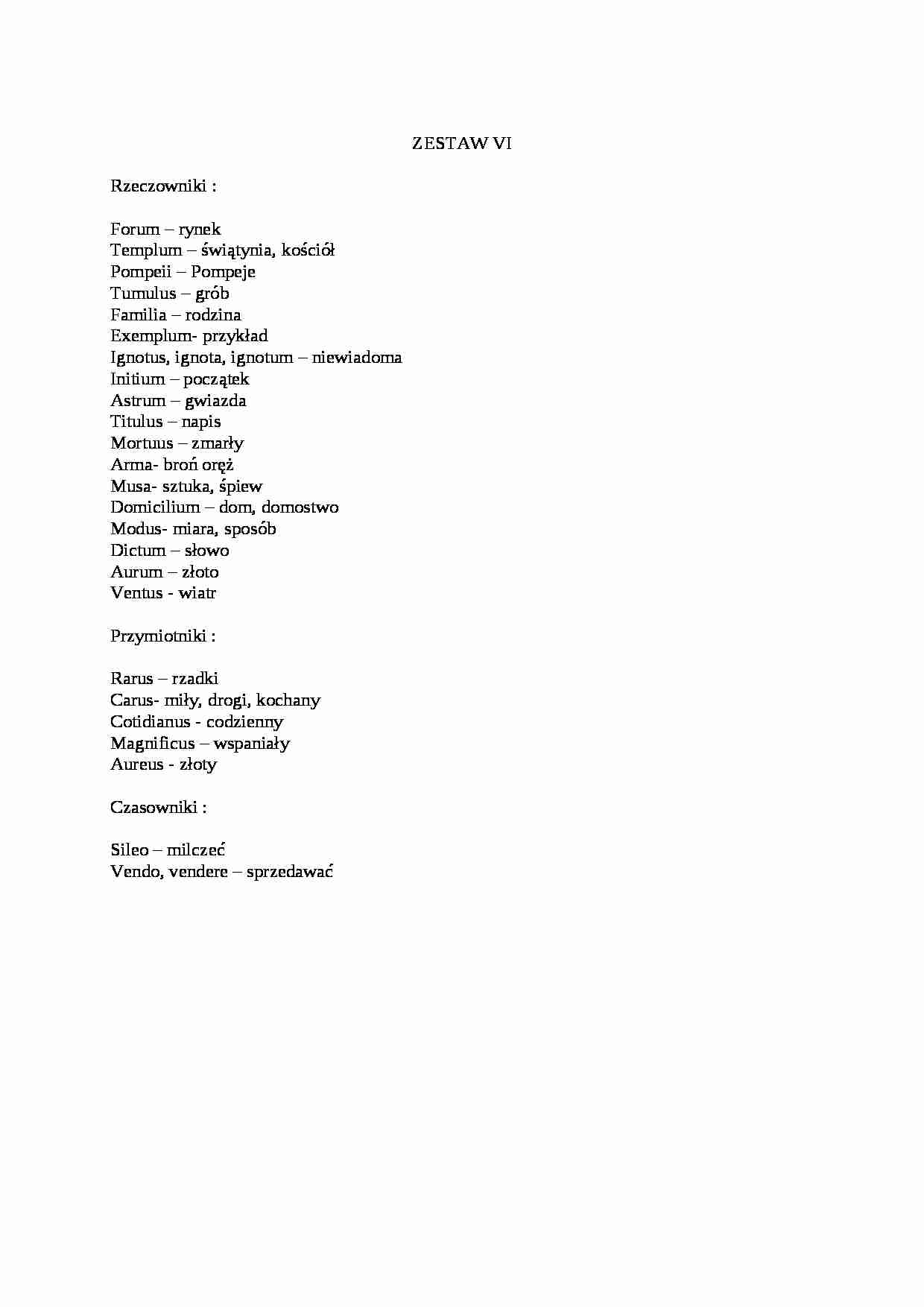 Łacina - zestaw słówek VI - strona 1
