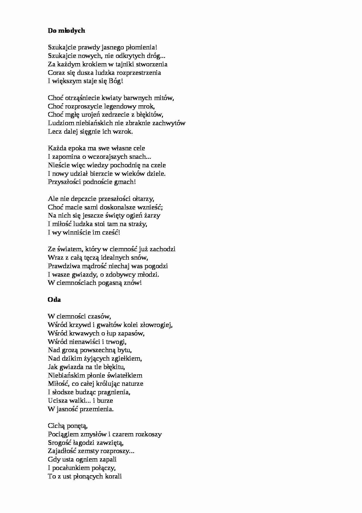 Adam Asnyk, wiersze wybrane - strona 1