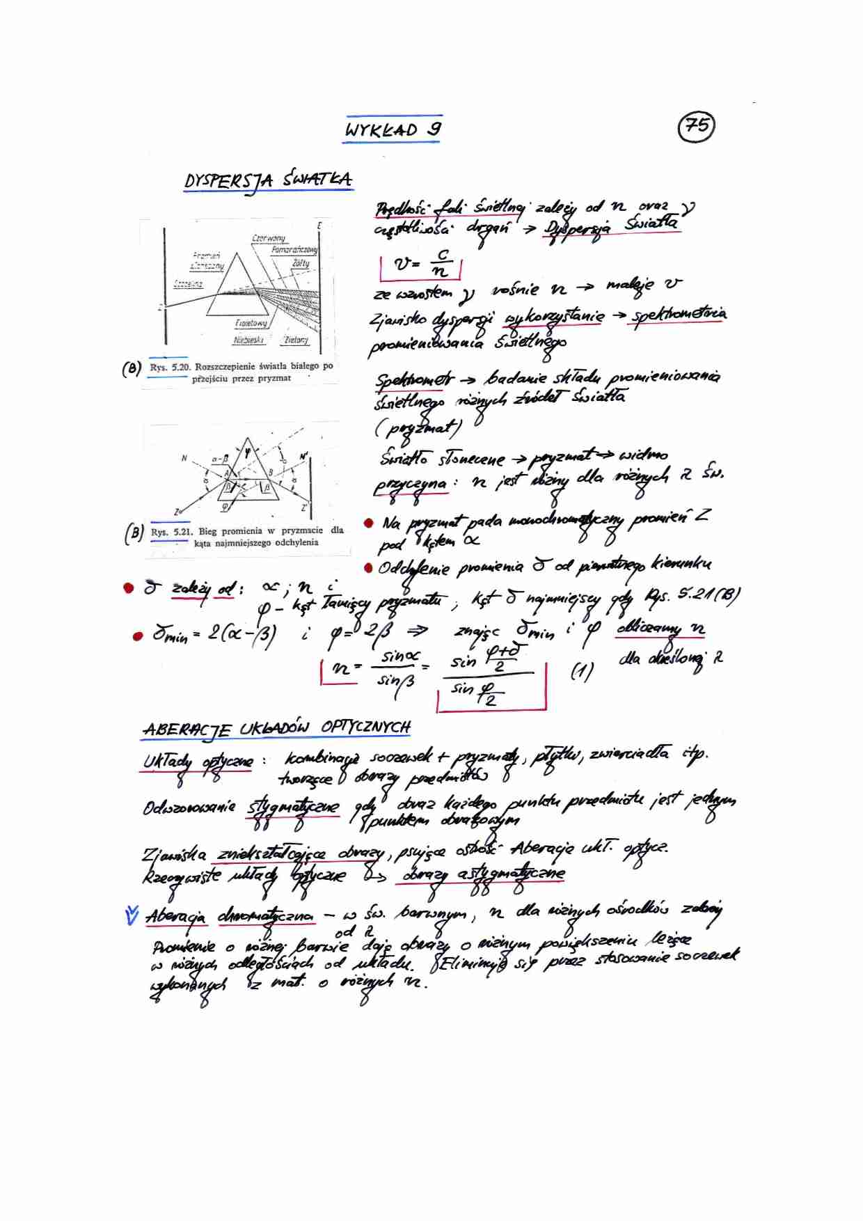 Dyspersja światła - notatki z wykładu z fizyki - strona 1