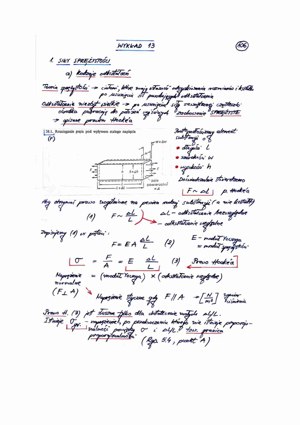 Siły sprężystości - notatki z wykładu z fizyki - strona 1