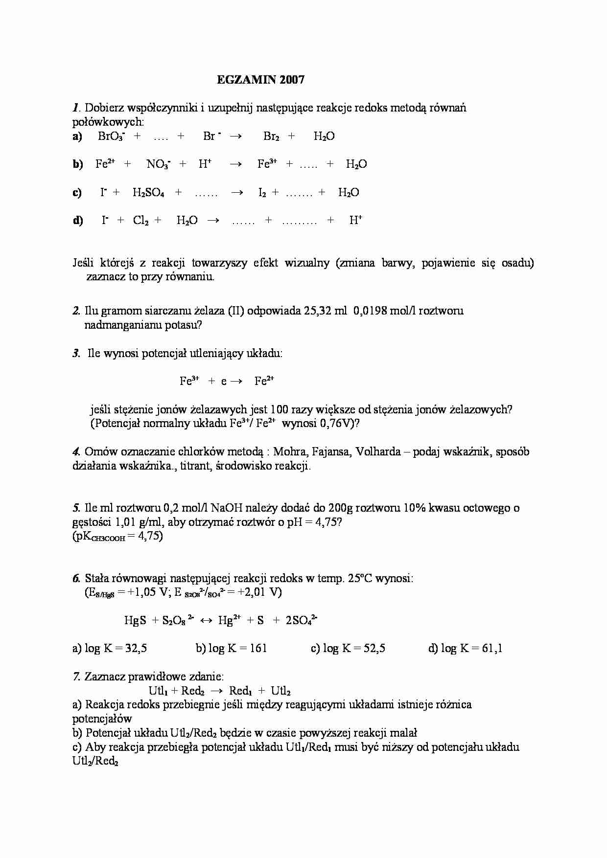 Egzamin 2007 - strona 1