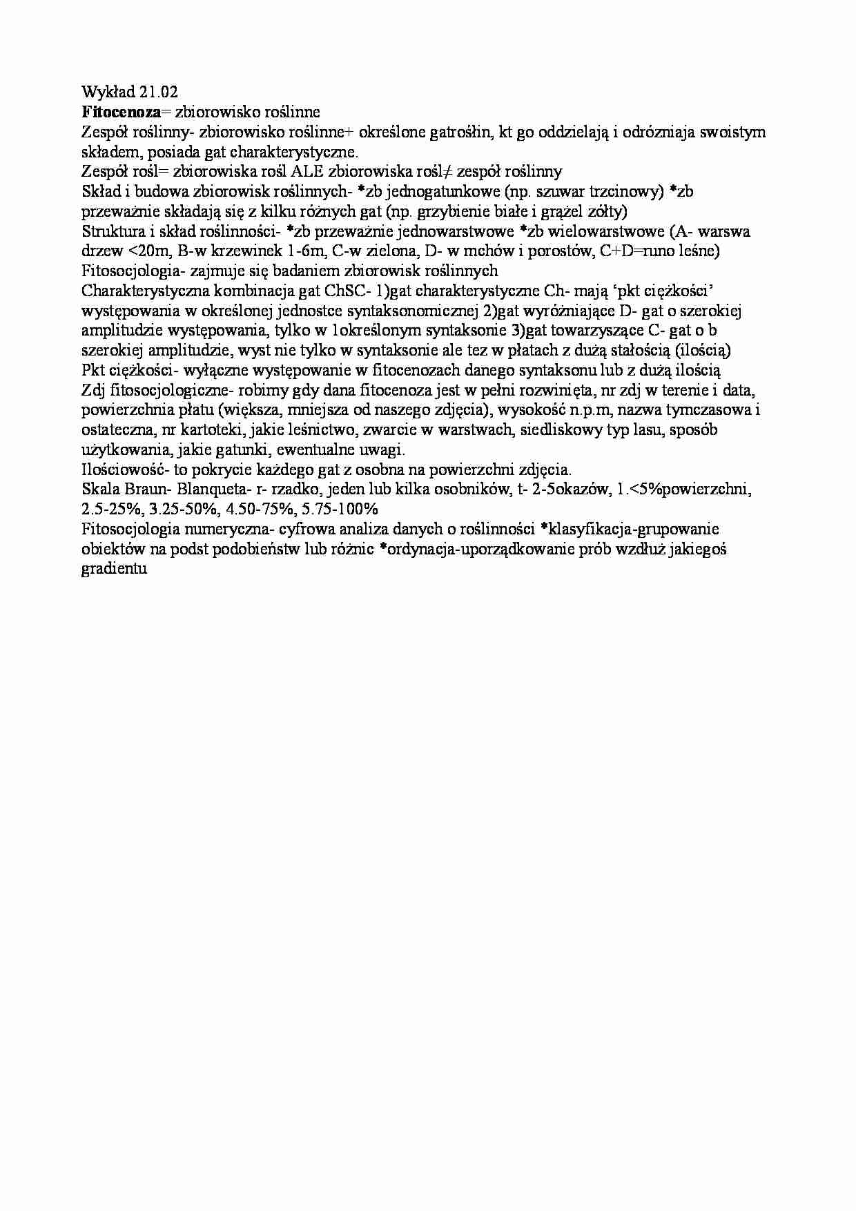 Fitocenoza - wykład - strona 1