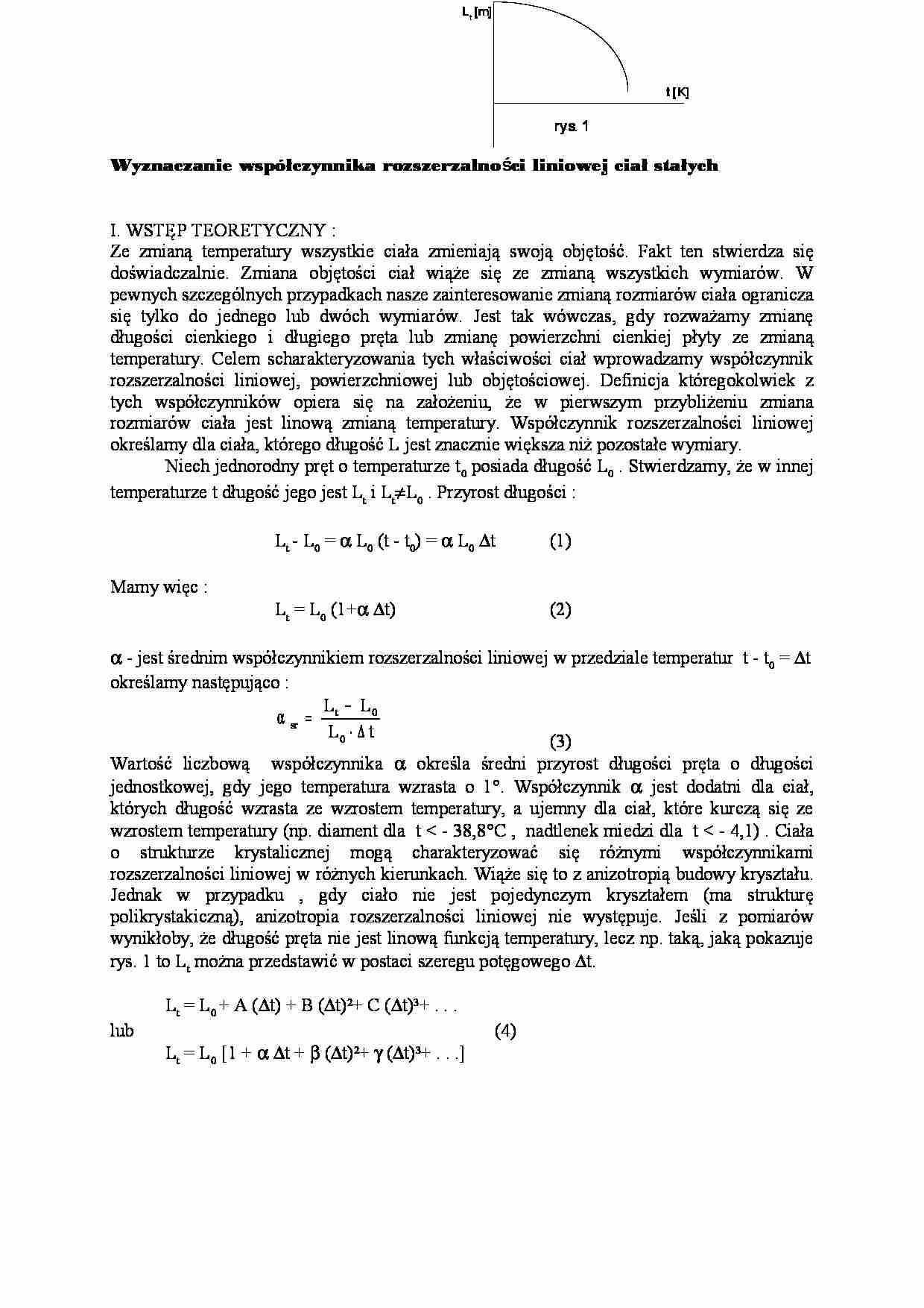  Wyznaczanie współczynnika rozszerzalności liniowej  - strona 1