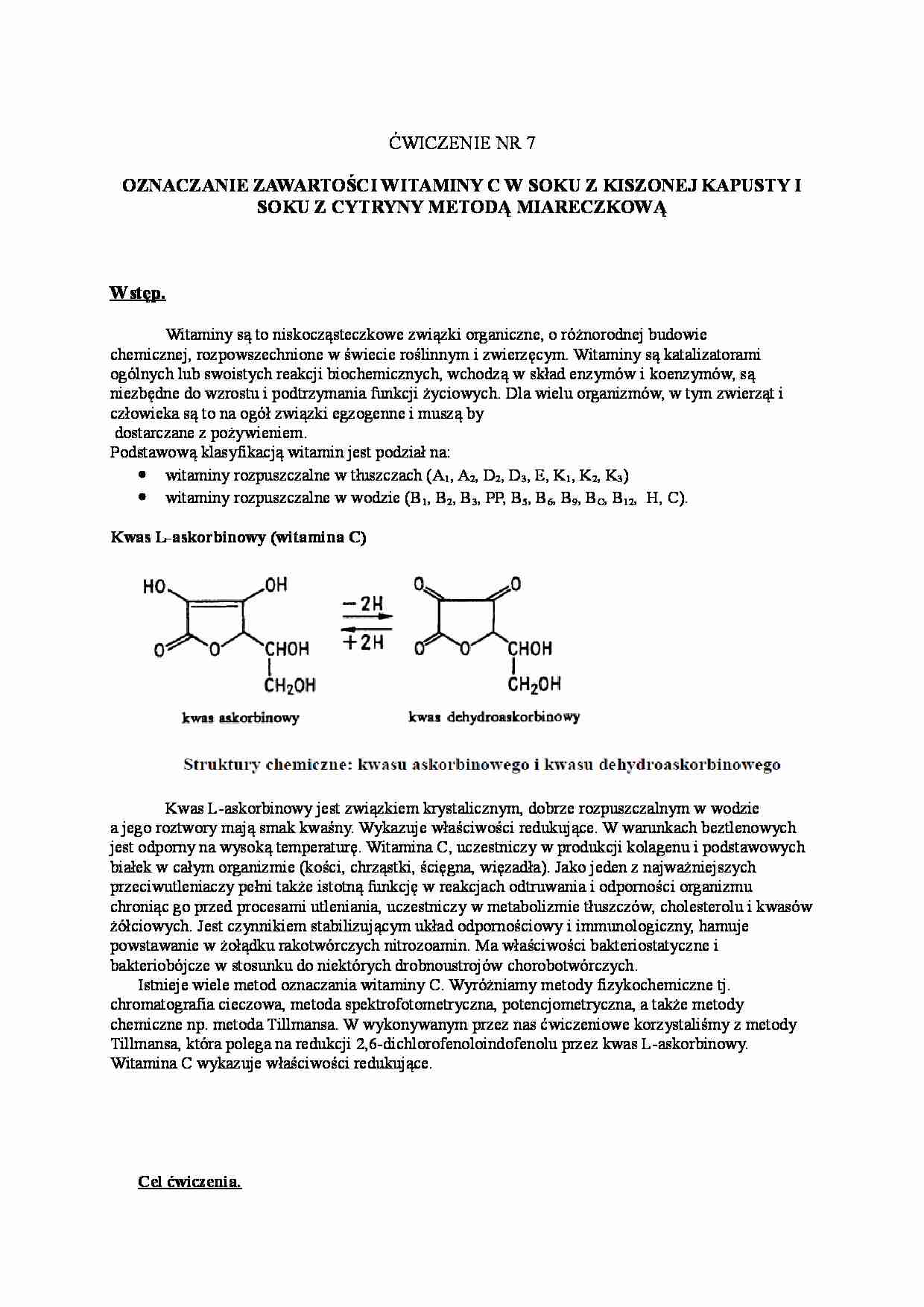 Oznaczania zawartości witaminy C w sokach - strona 1