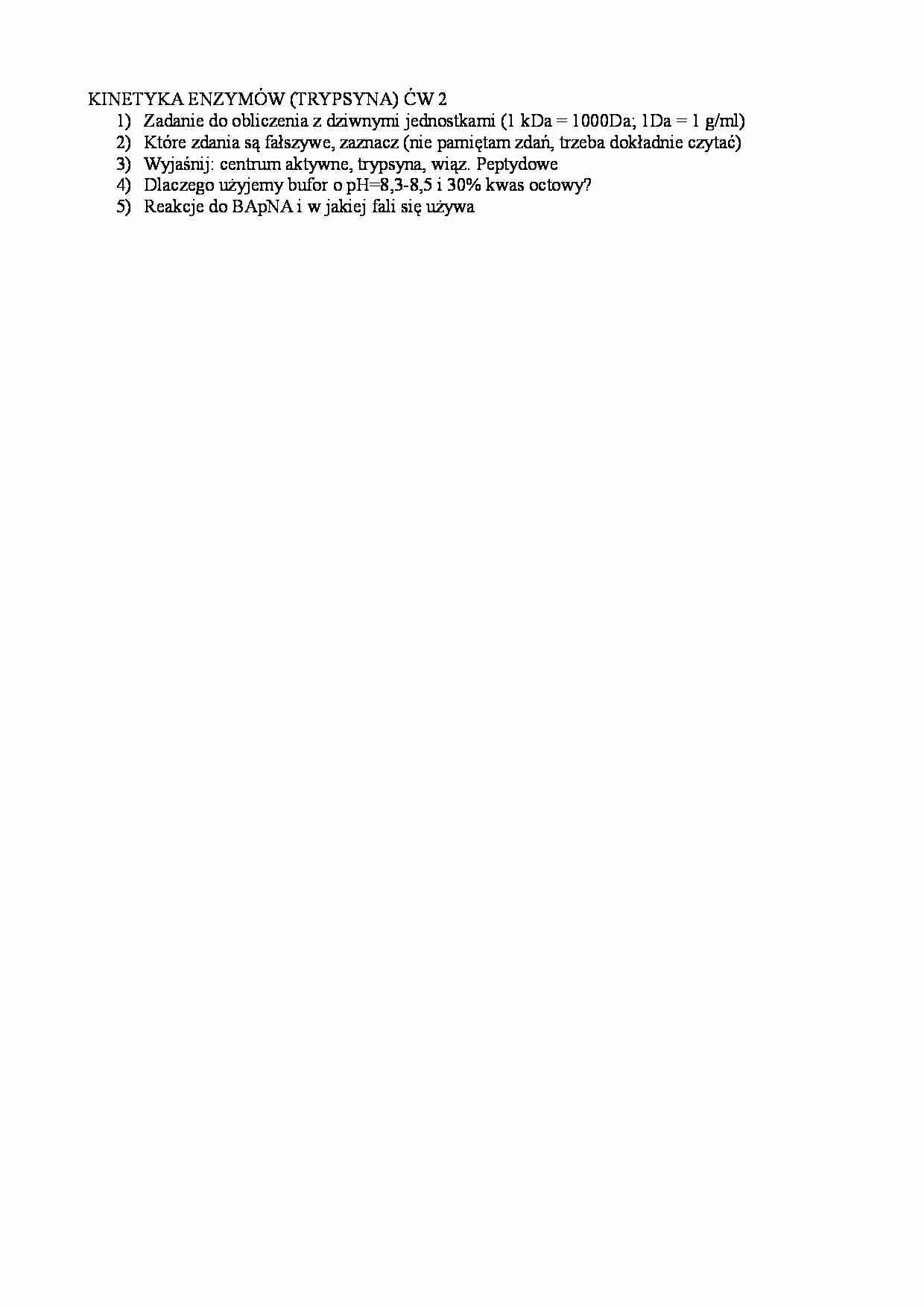Wejściówka-kinetyka enzymów-trypsyna - strona 1