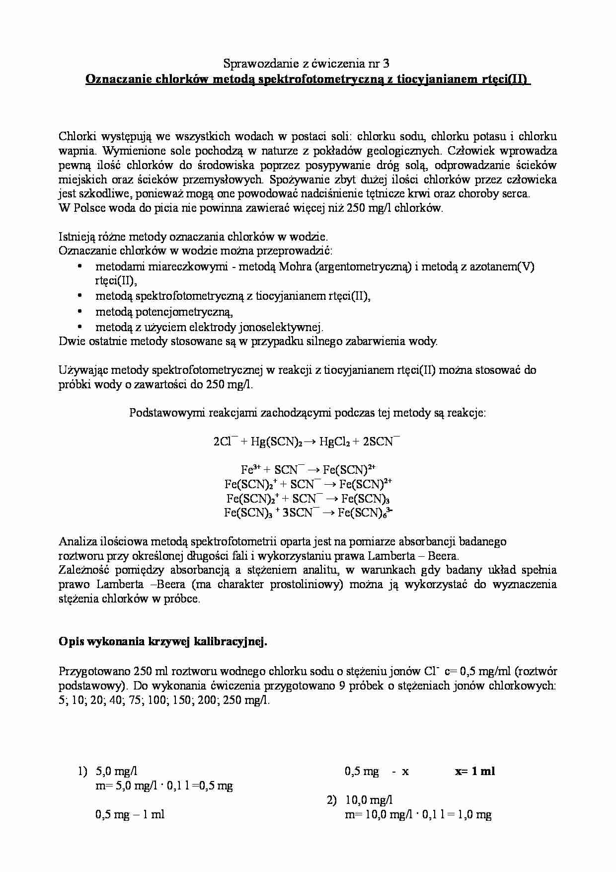 Oznaczanie chlorków metodą spektrofotometryczną - strona 1