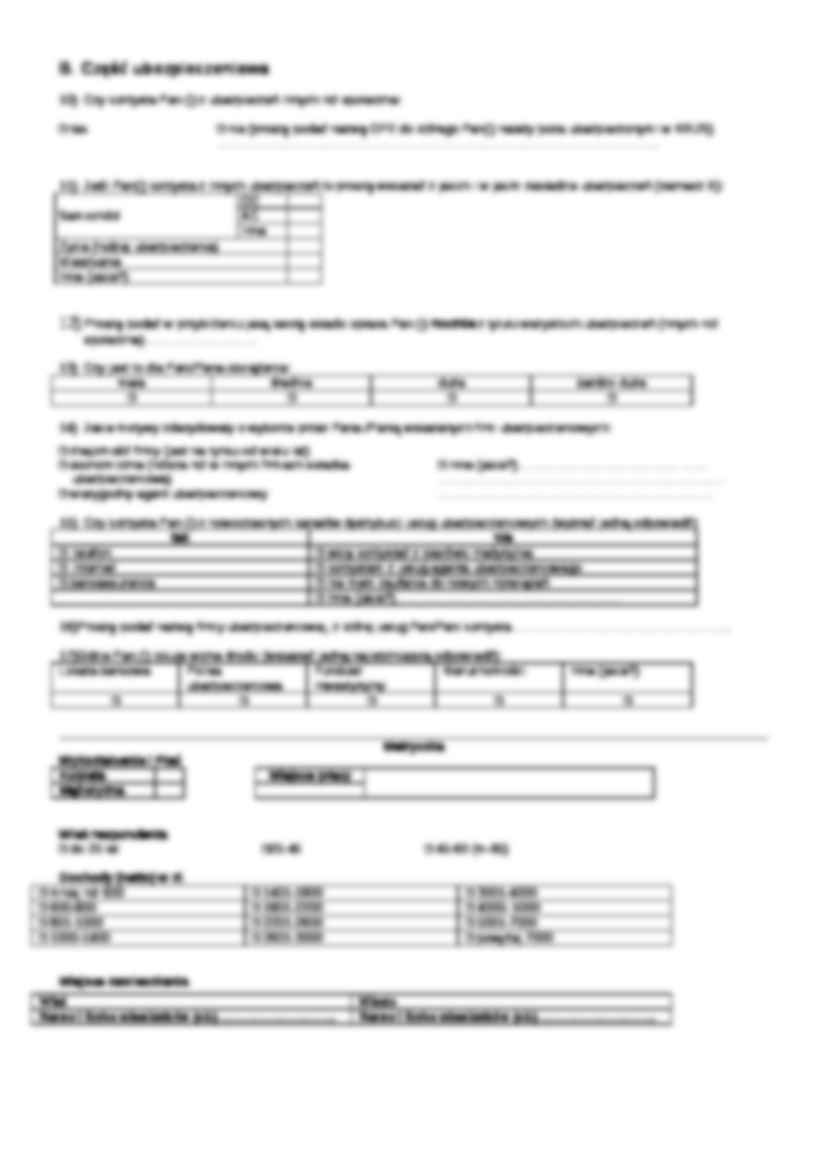 Kwestionariusz ankiety „Usługi finansowe”(bankowo-ubezpieczeniowe) - strona 2