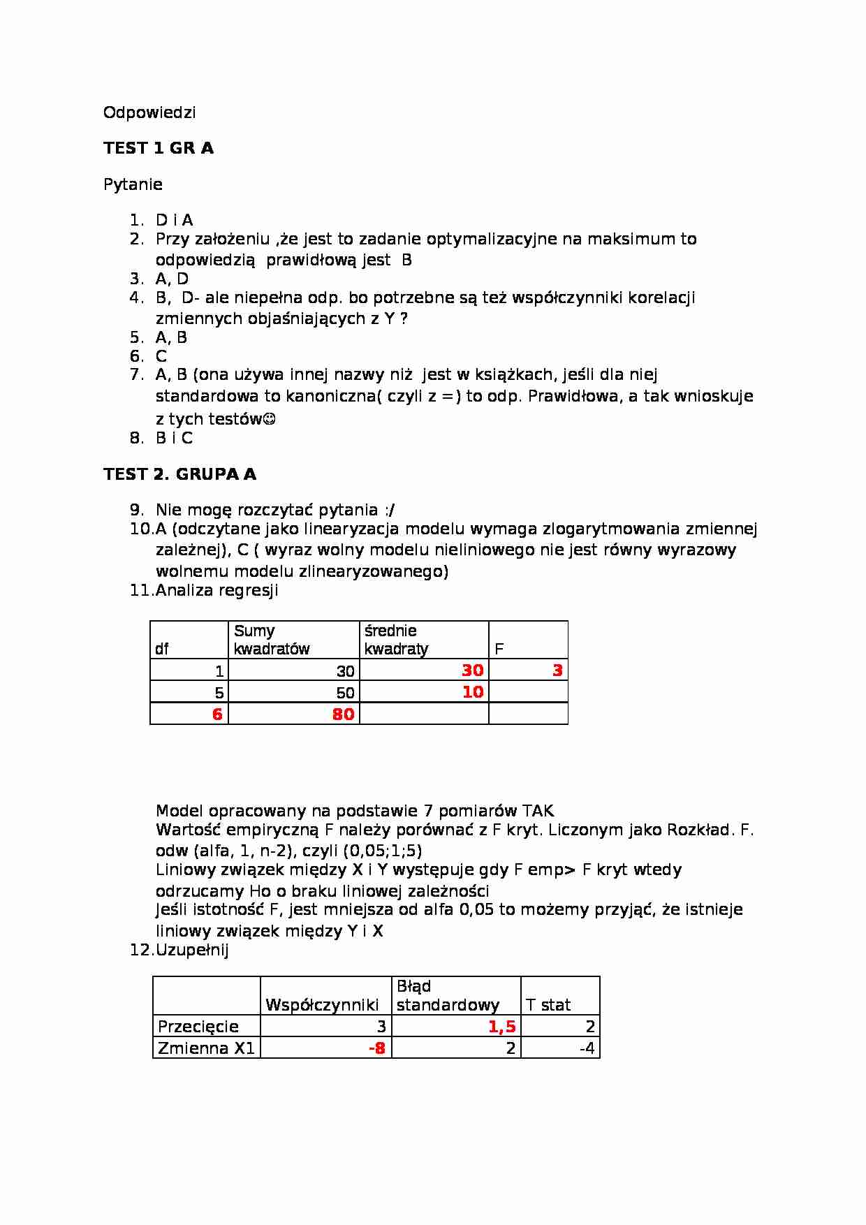Ekonometria - test - optymalizacja - strona 1