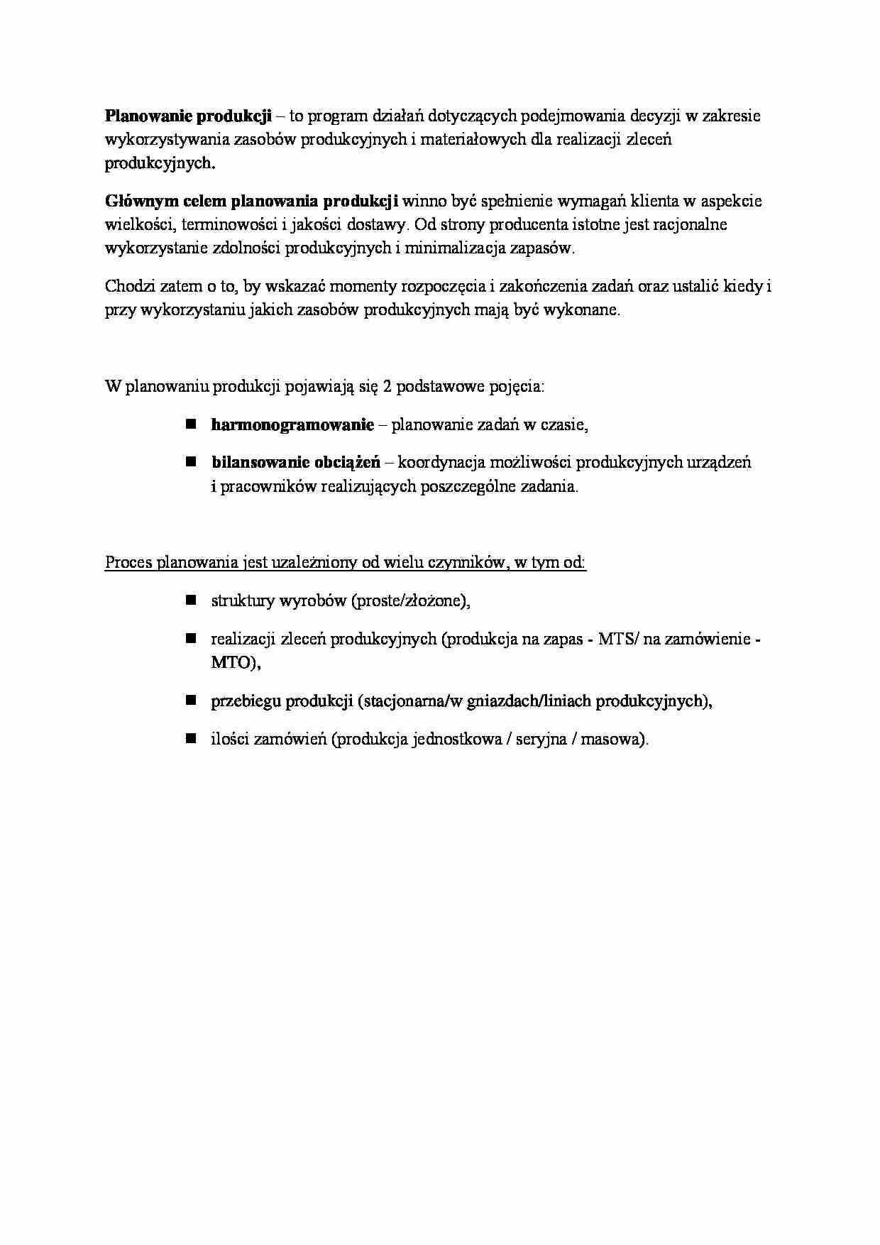 Planowanie i cele produkcji - strona 1