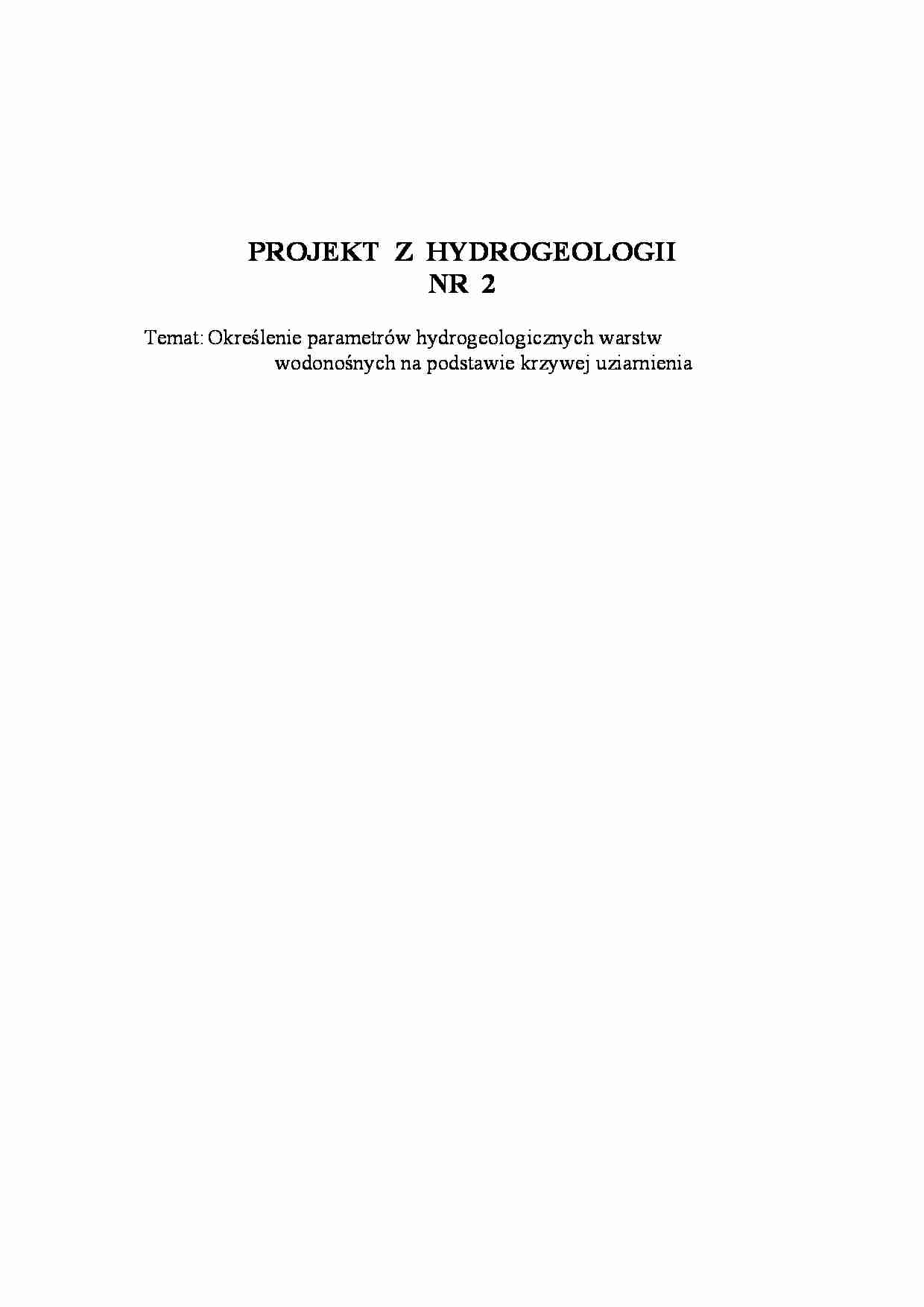 Określenie parametrów hydrogeologicznych warstw wodonożnych - strona 1
