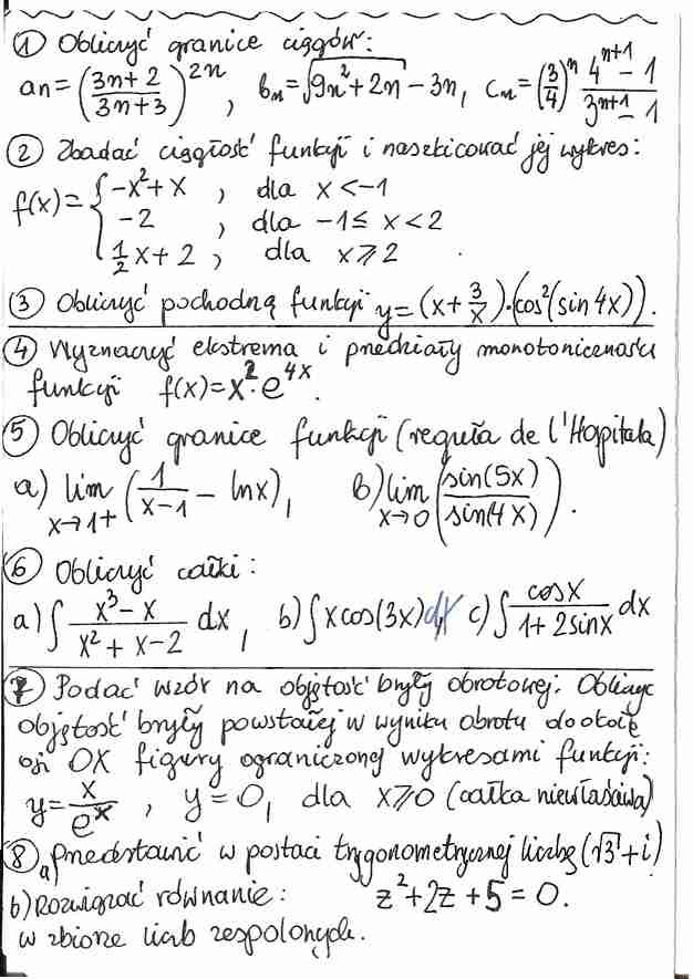 Egzamin z matematyki 1 - strona 1