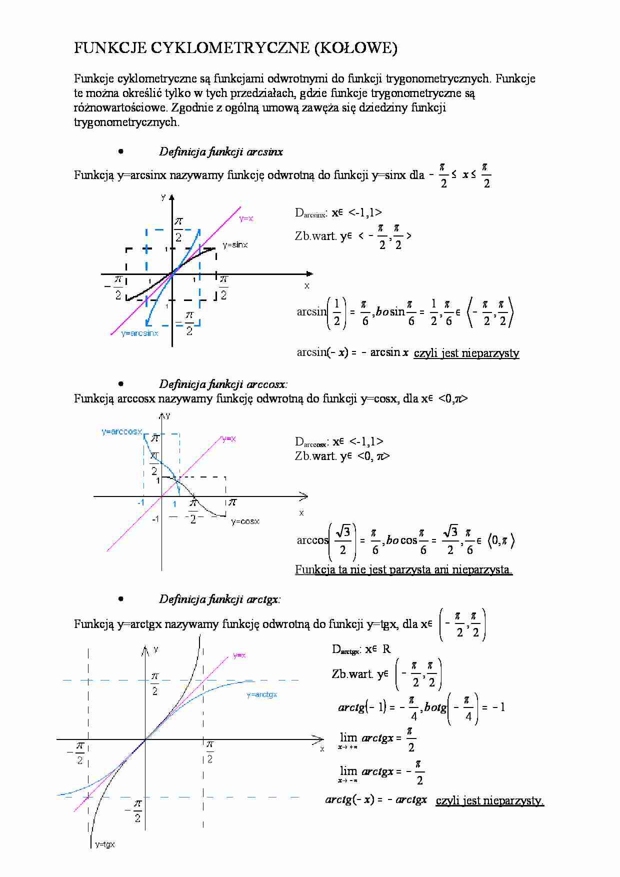 Funkcje cyklometryczne (kołowe) - strona 1