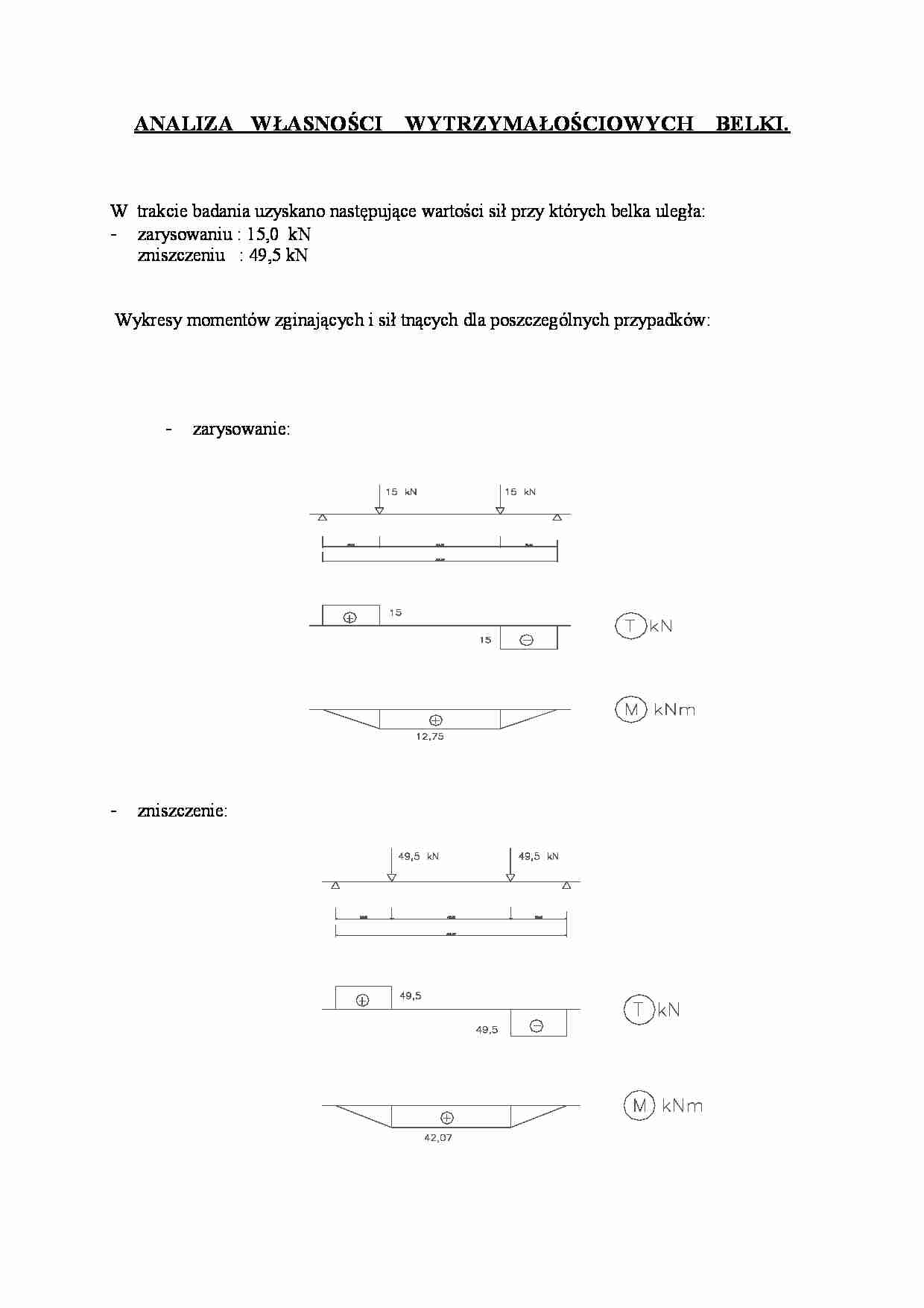Analiza własności wytrzymałościowych belki - strona 1