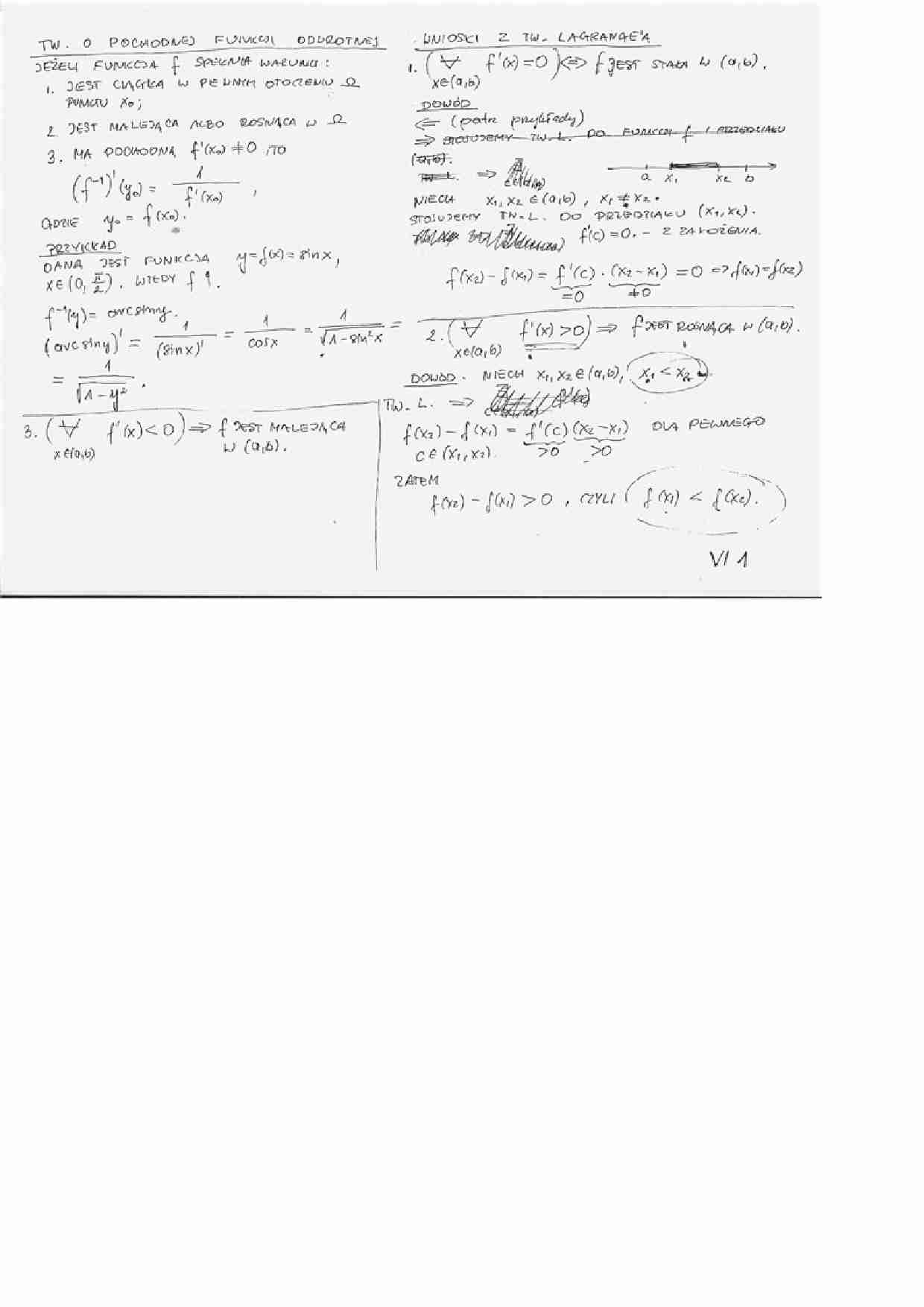 Twierdzenie o pochodnej funkcji odwrotnej - strona 1