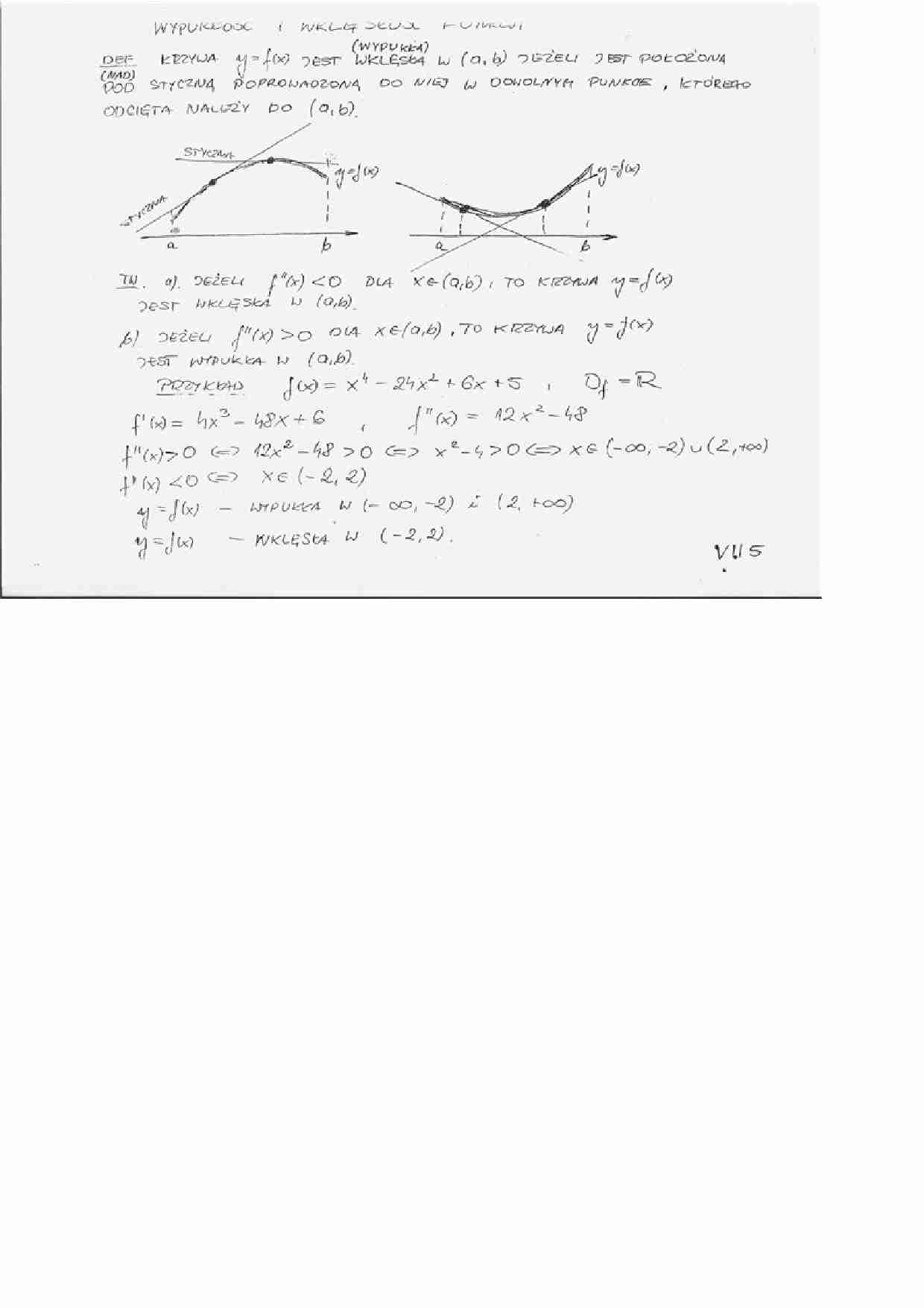 Wypukłość i wklęsłość funkcji - wykład1 - strona 1
