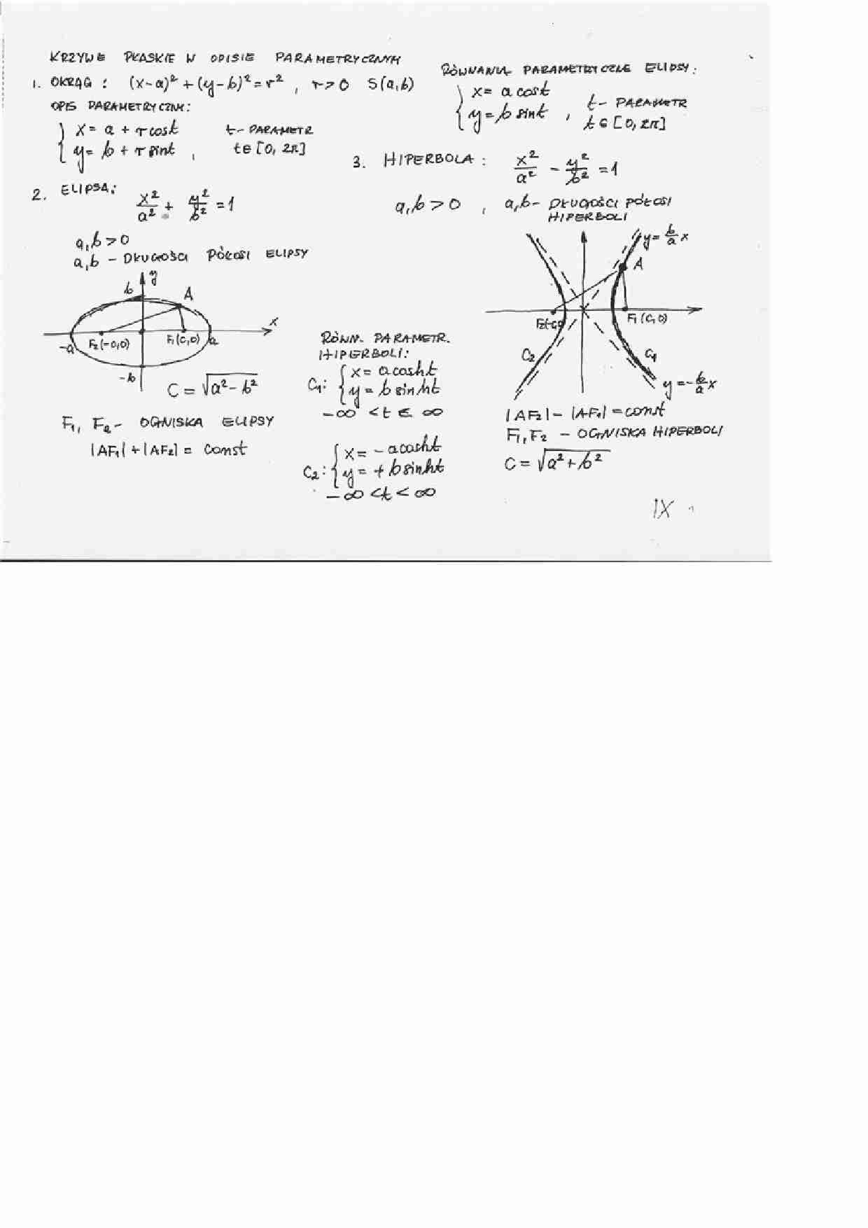 Krzywe płaskie w opisie parametrycznym - wykład8 - strona 1